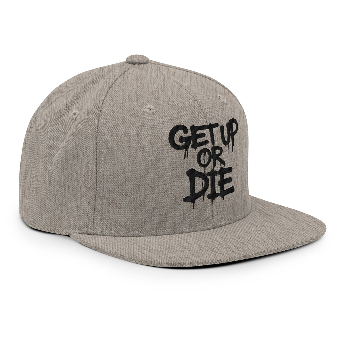 Gray-Get Up or Die Graffiti Tag Snapback from B.Different Clothing, right front, graffiti-inspired streetwear