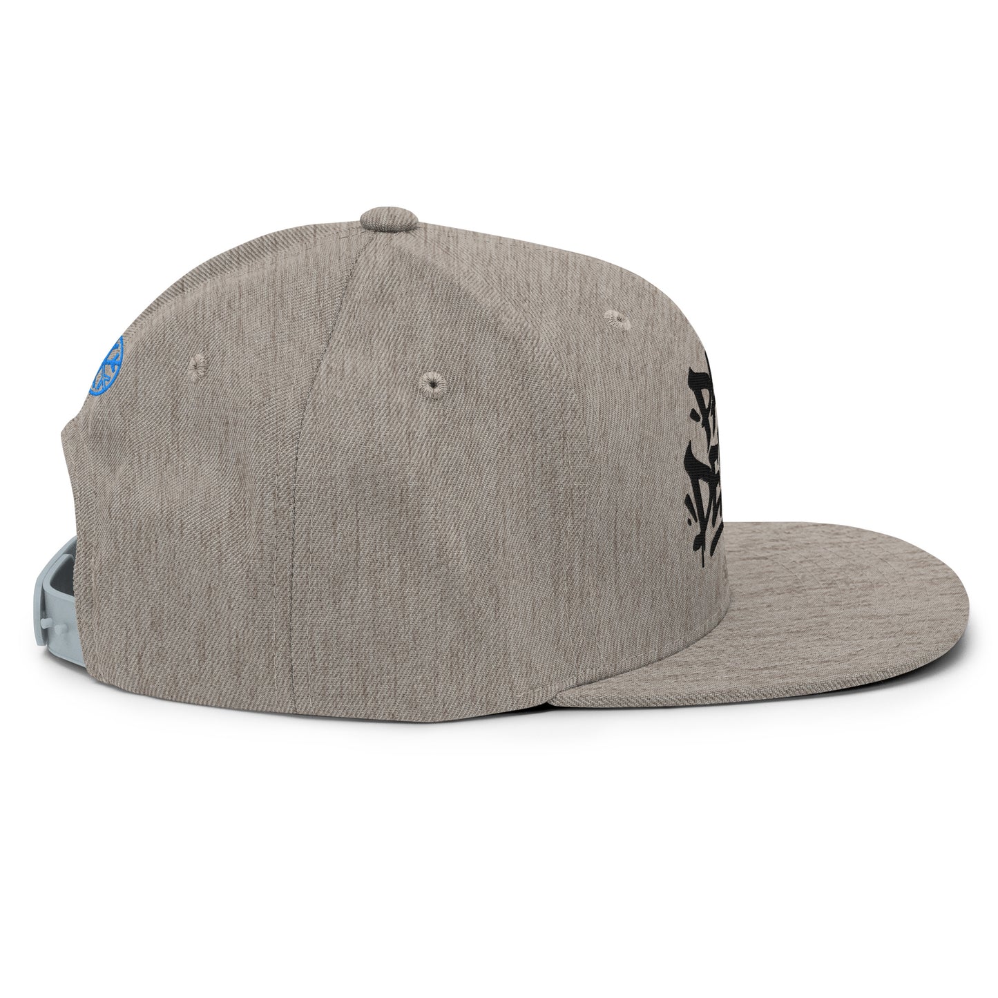 Gray-Paint Dealer Graffiti Tag Snapback Hat from B.Different Clothing, right view, graffiti-inspired streetwear