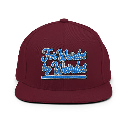 Maroon-For Weirdos by Weirdos Snapback Hat from B.Different Clothing, front view, graffiti-inspired streetwear