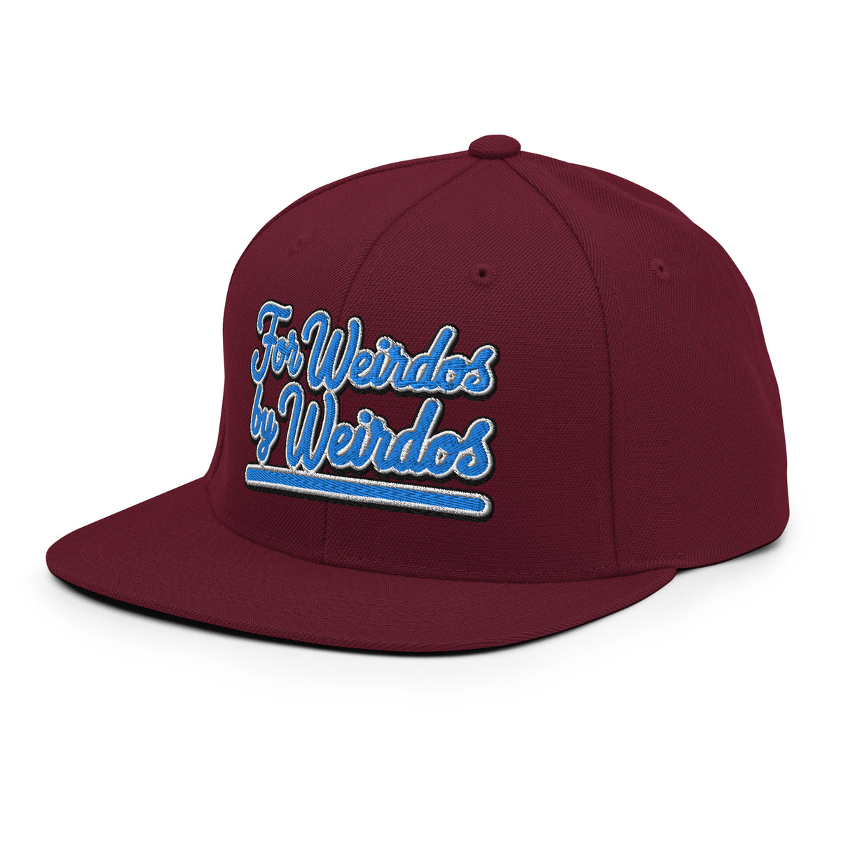Maroon-For Weirdos by Weirdos Snapback Hat from B.Different Clothing, left front, graffiti-inspired streetwear