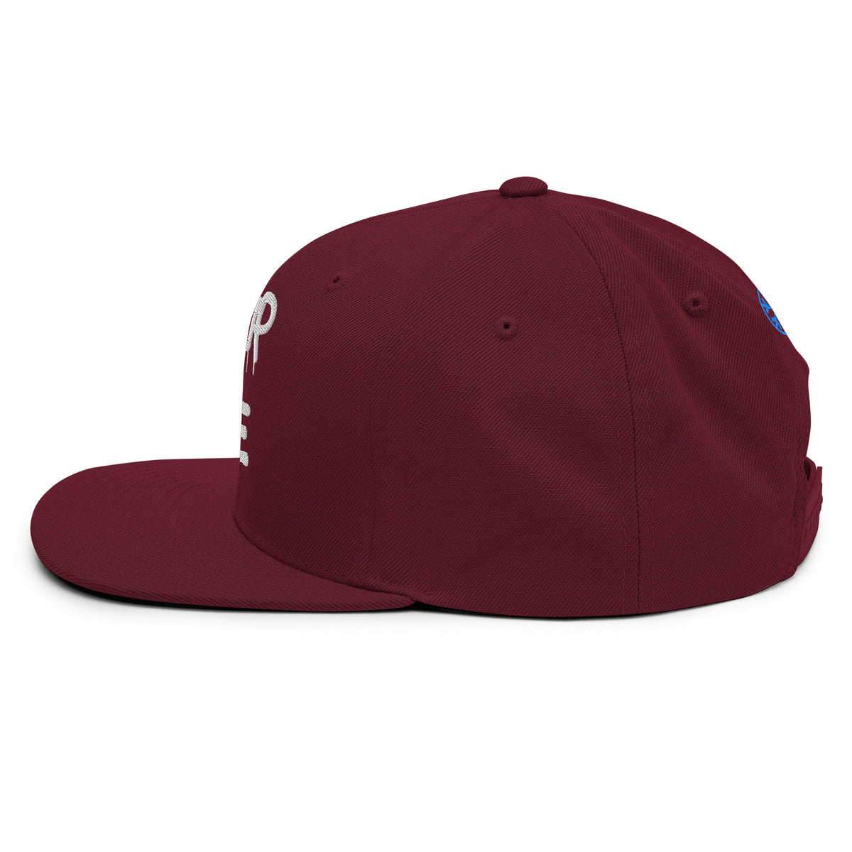 Maroon-Get Up or Die Graffiti Tag Snapback from B.Different Clothing, left side, graffiti-inspired streetwear