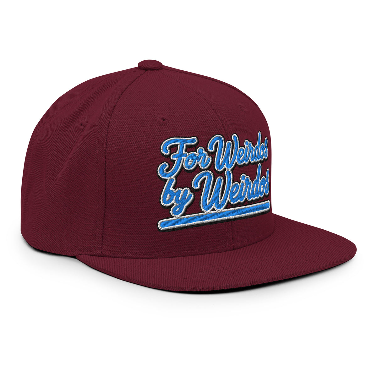 Maroon-For Weirdos by Weirdos Snapback Hat from B.Different Clothing, right front, graffiti-inspired streetwear