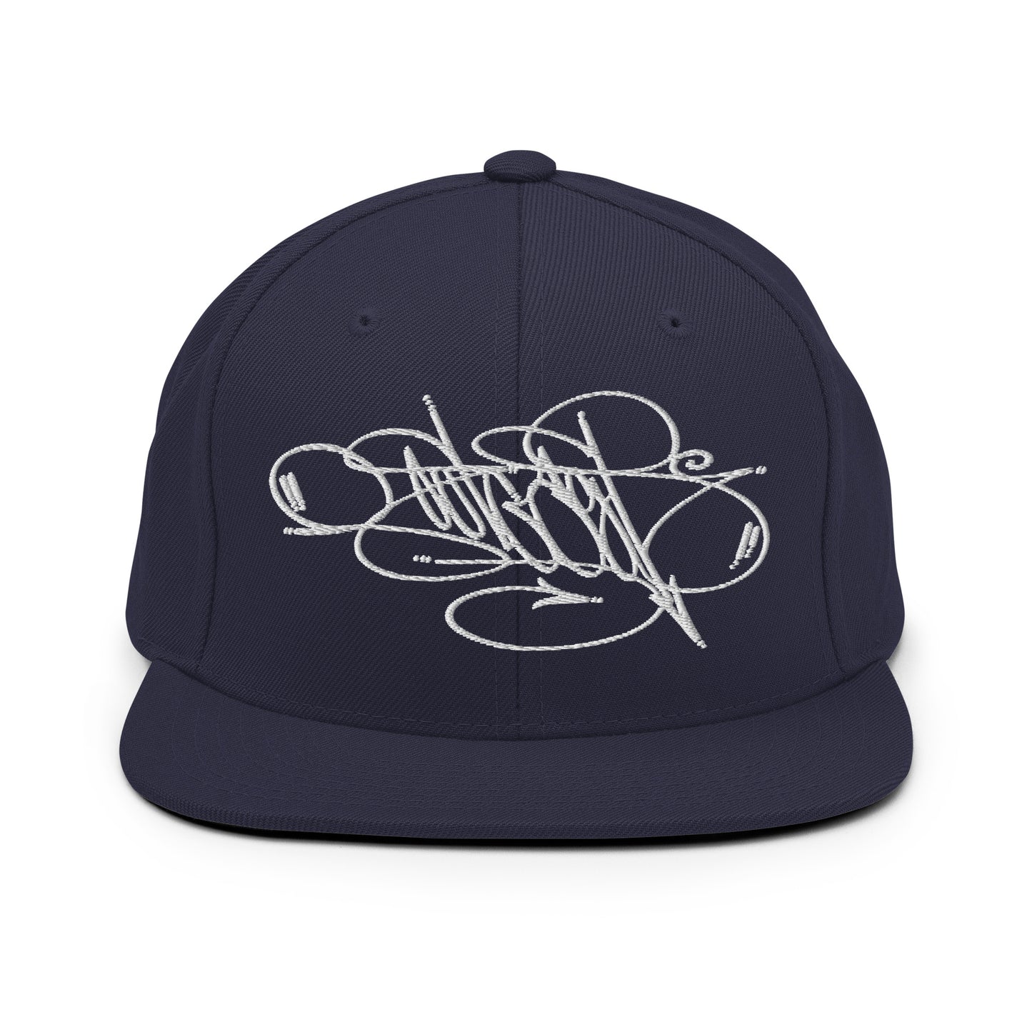 Navy-Outcast Tag Snapback Hat by Graffiti Dad from B.Different Clothing, front view, graffiti-inspired streetwear