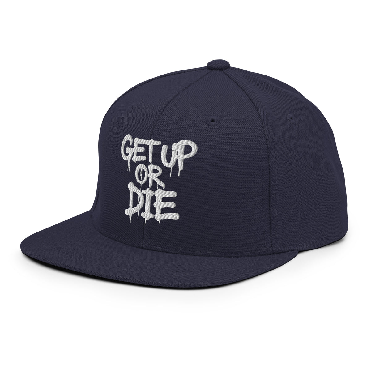 Navy-Get Up or Die Graffiti Tag Snapback from B.Different Clothing, left front, graffiti-inspired streetwear