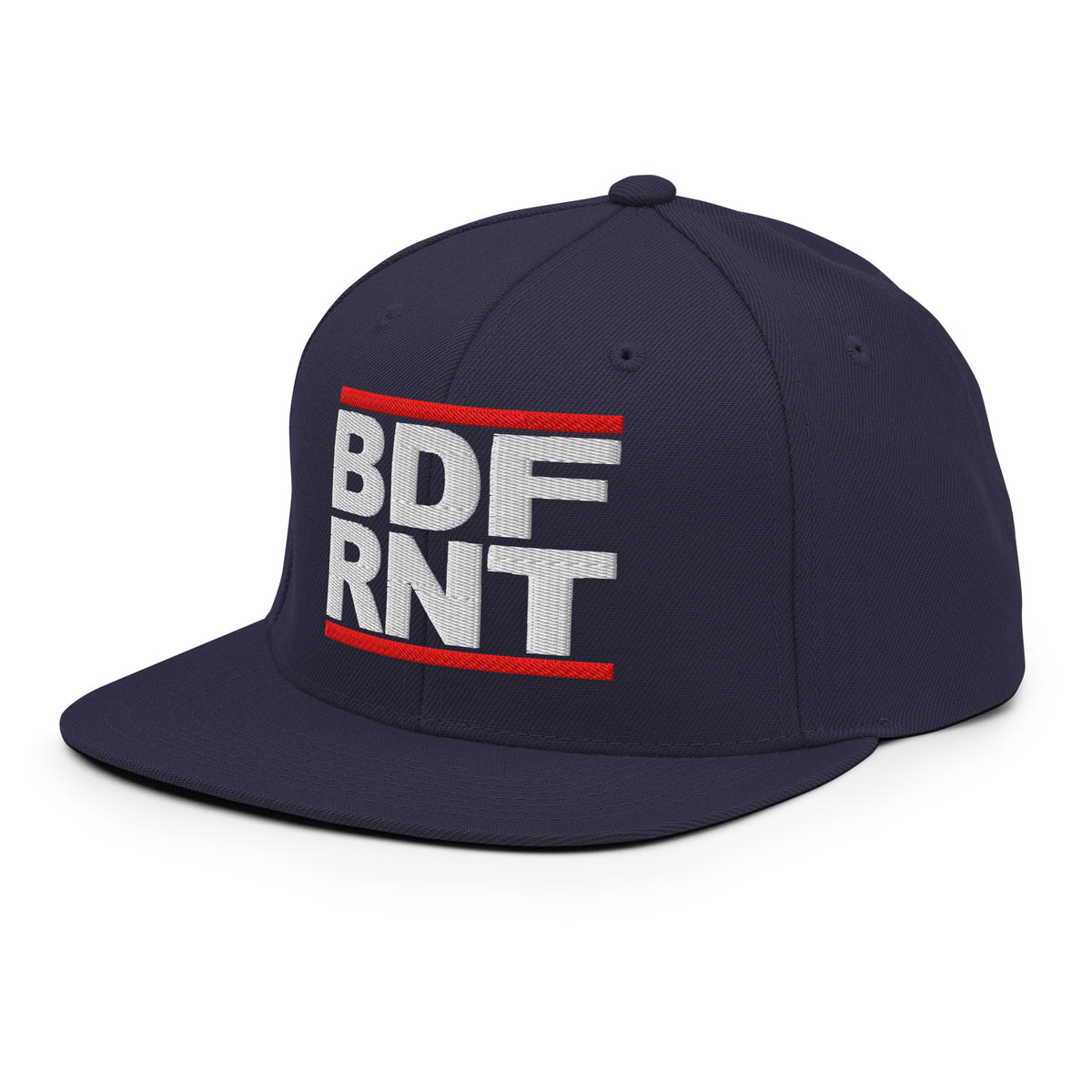 Navy-BDFRNT OG Snapback Hat from B.Different Clothing, left front, graffiti-inspired streetwear