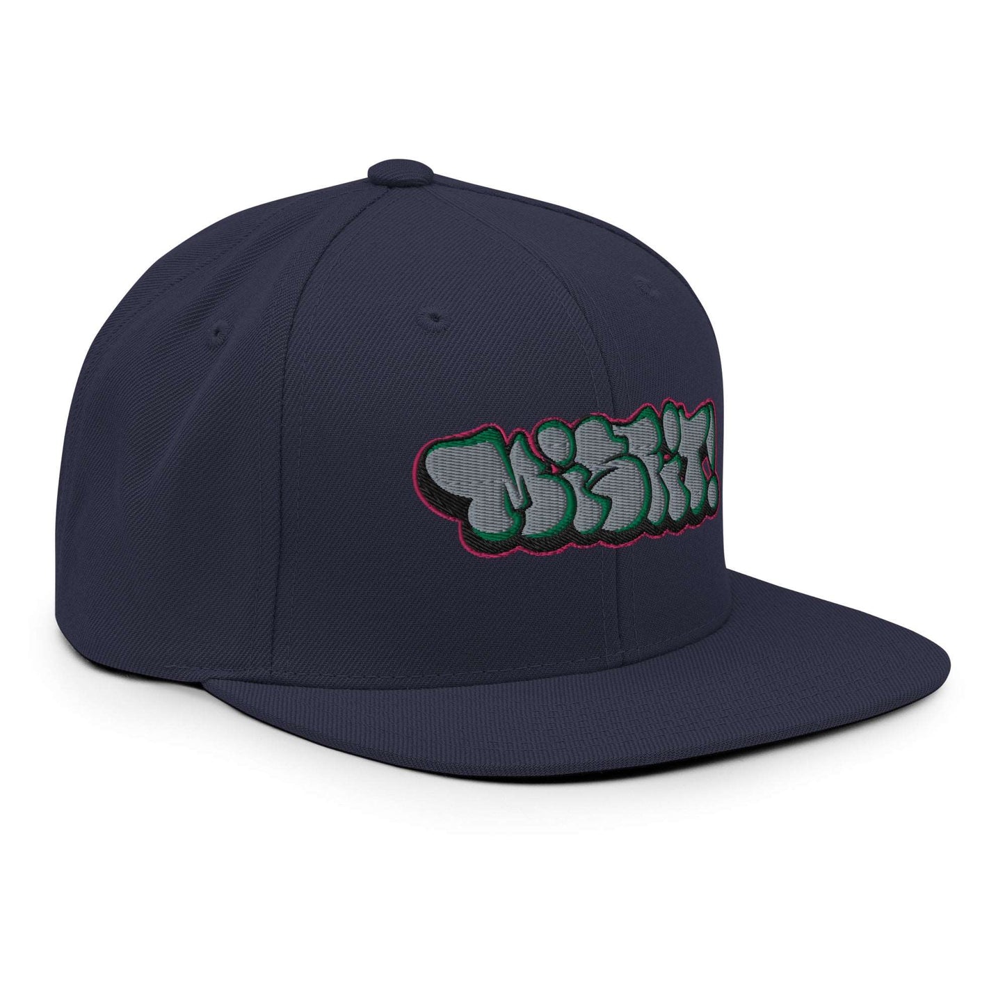 3/4 right side Misfit Throwie Snapback navy by B.Different Clothing street art graffiti inspired streetwear brand