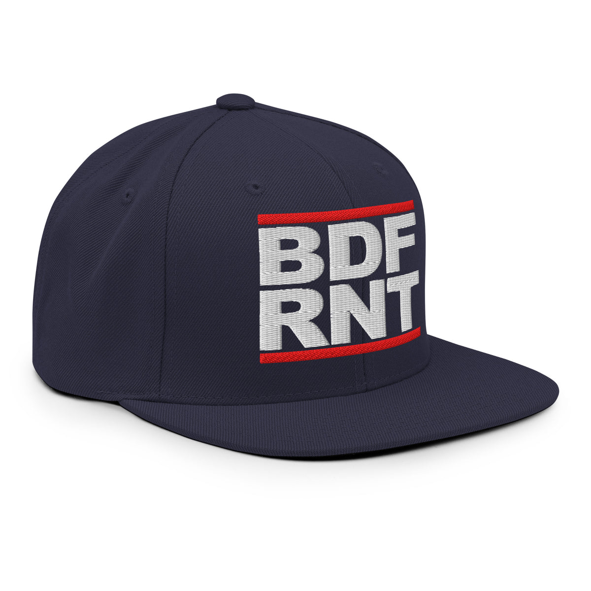 Navy-BDFRNT OG Snapback Hat from B.Different Clothing, right front, graffiti-inspired streetwear