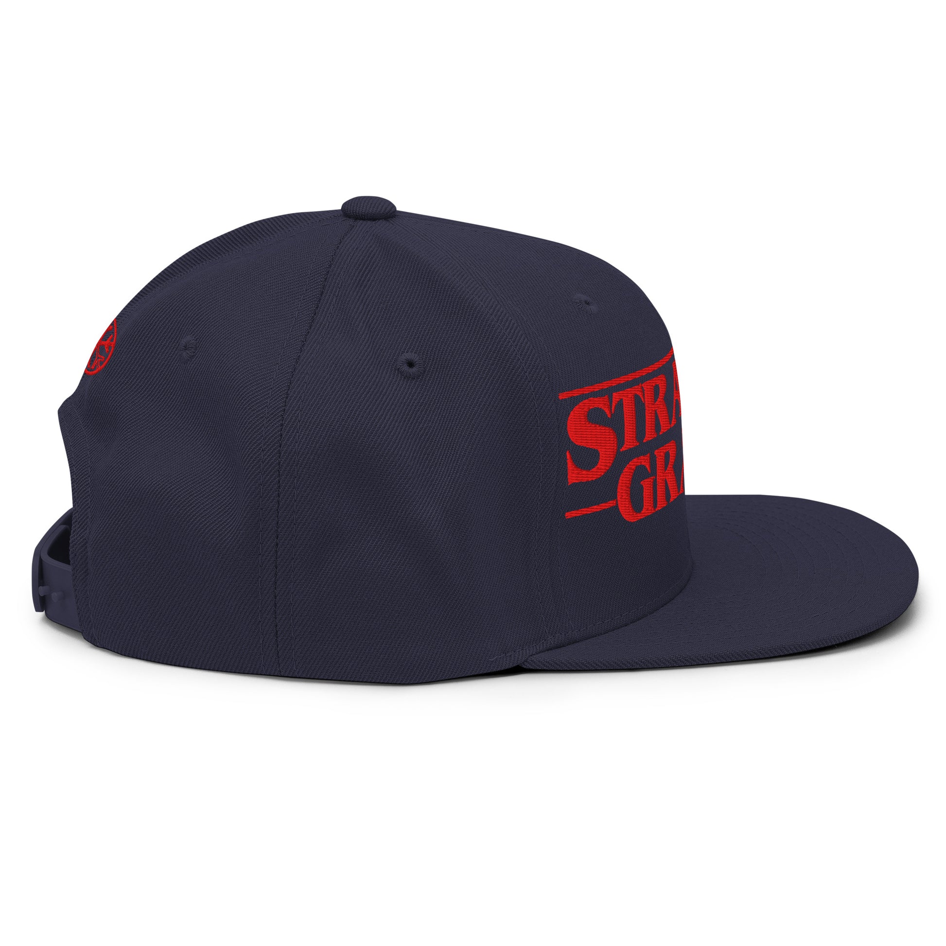 Navy-Stranger Graffs Snapback Hat from B.Different Clothing, right view, graffiti-inspired streetwear