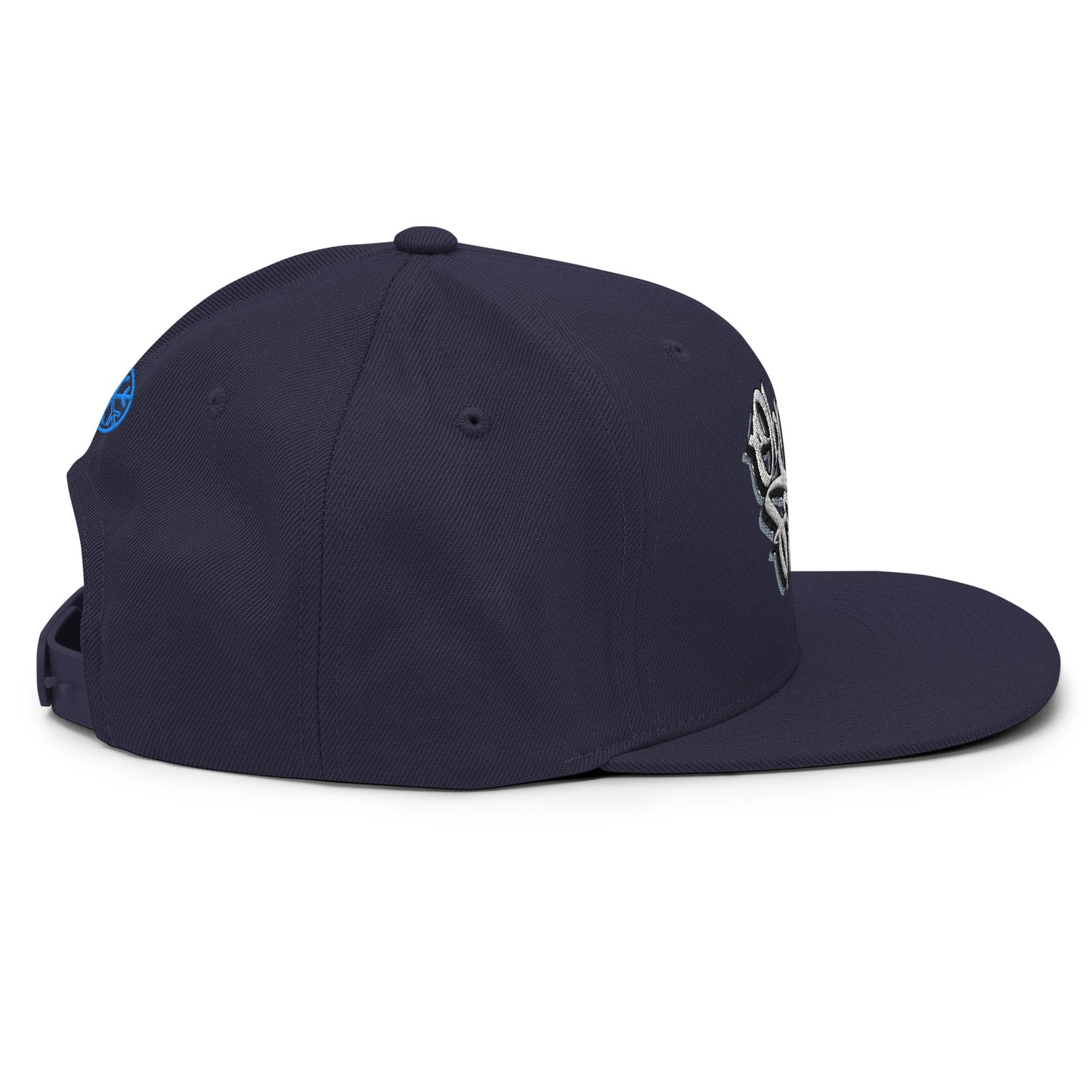 Navy-Obnoxious Freak Graffiti Snapback Hat from B.Different Clothing, right view, graffiti-inspired streetwear