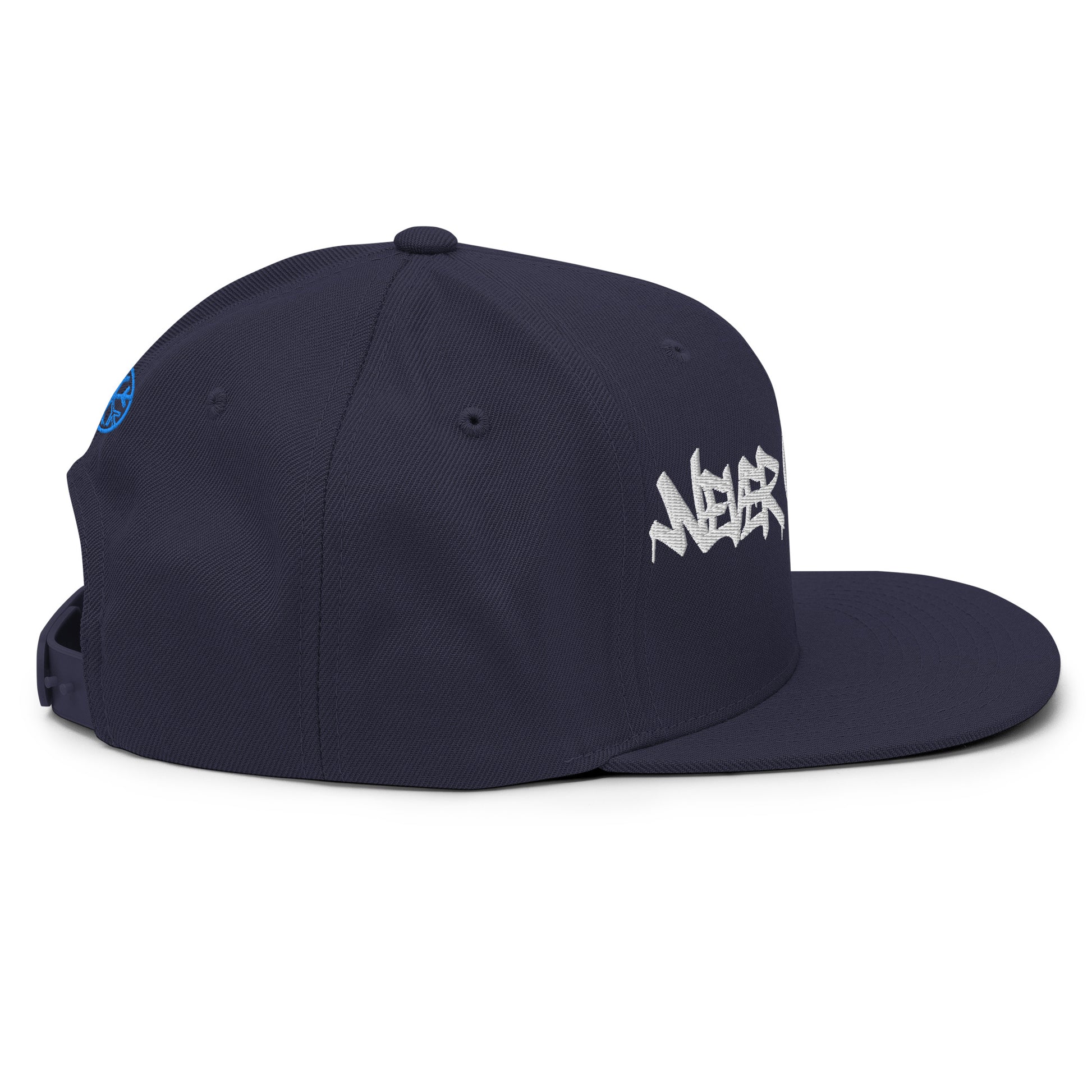 Navy-Never Grow Up Graffiti Snapback Hat from B.Different Clothing, right side, graffiti-inspired streetwear