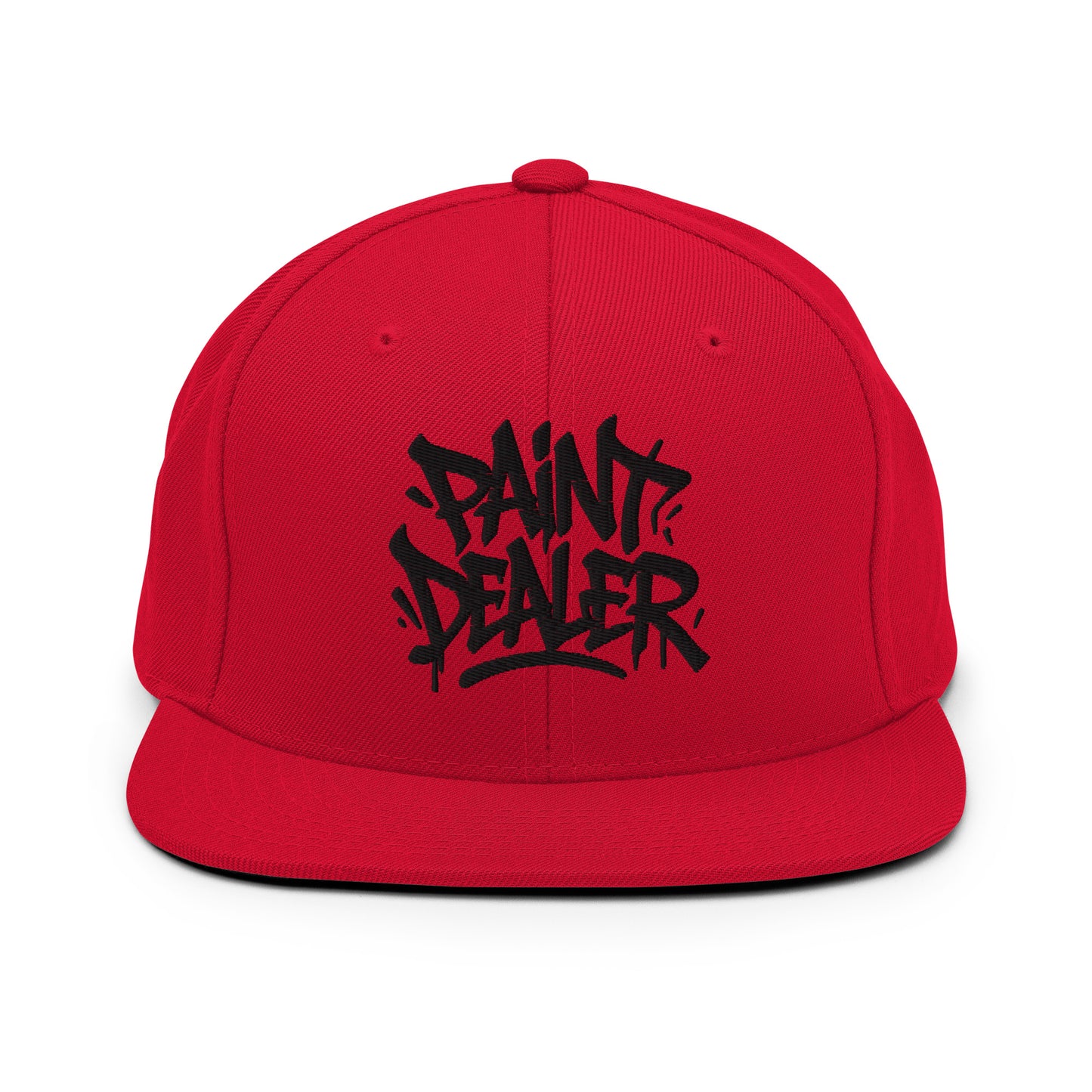 Red-Paint Dealer Graffiti Tag Snapback Hat from B.Different Clothing, front view, graffiti-inspired streetwear