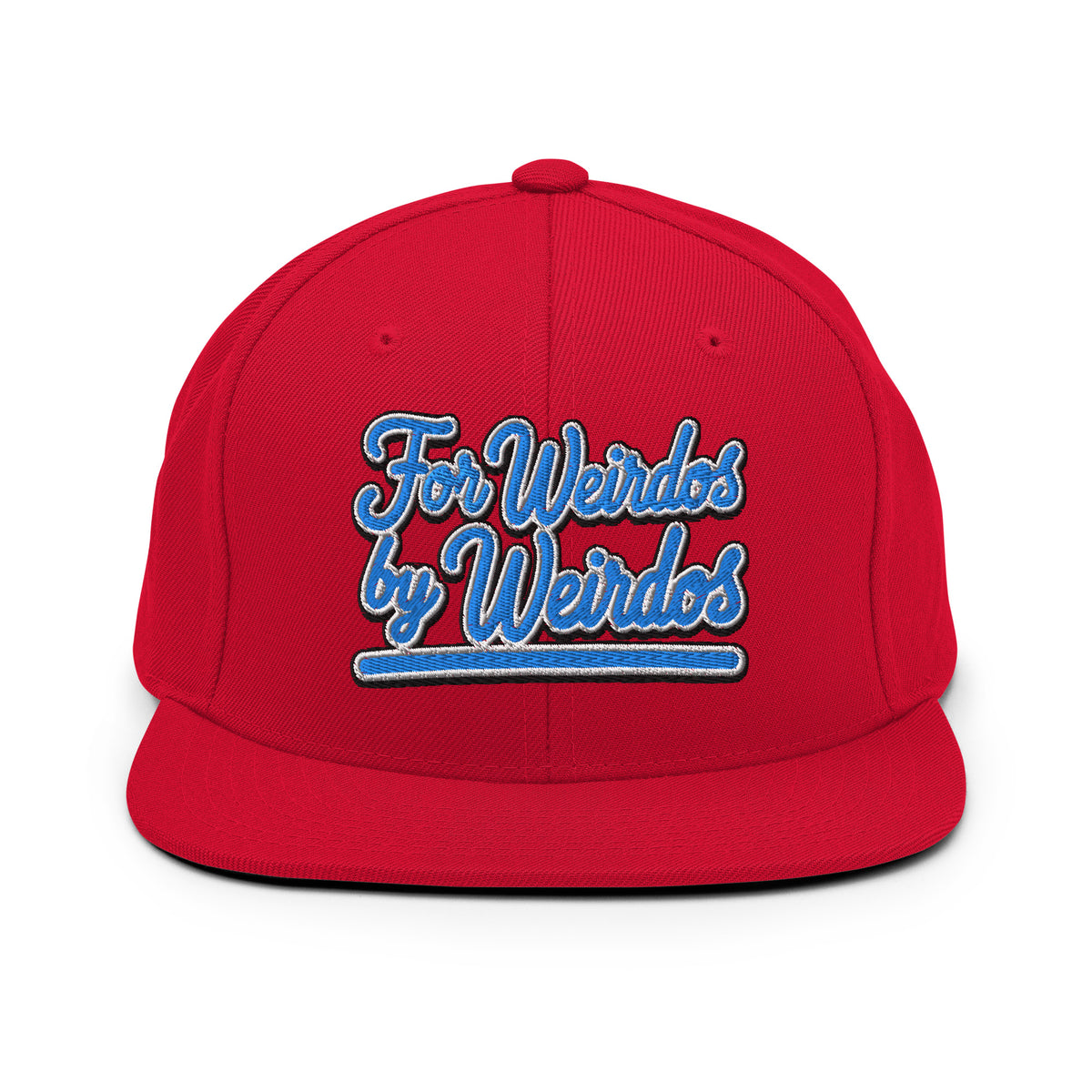 Red-For Weirdos by Weirdos Snapback Hat from B.Different Clothing, front view, graffiti-inspired streetwear