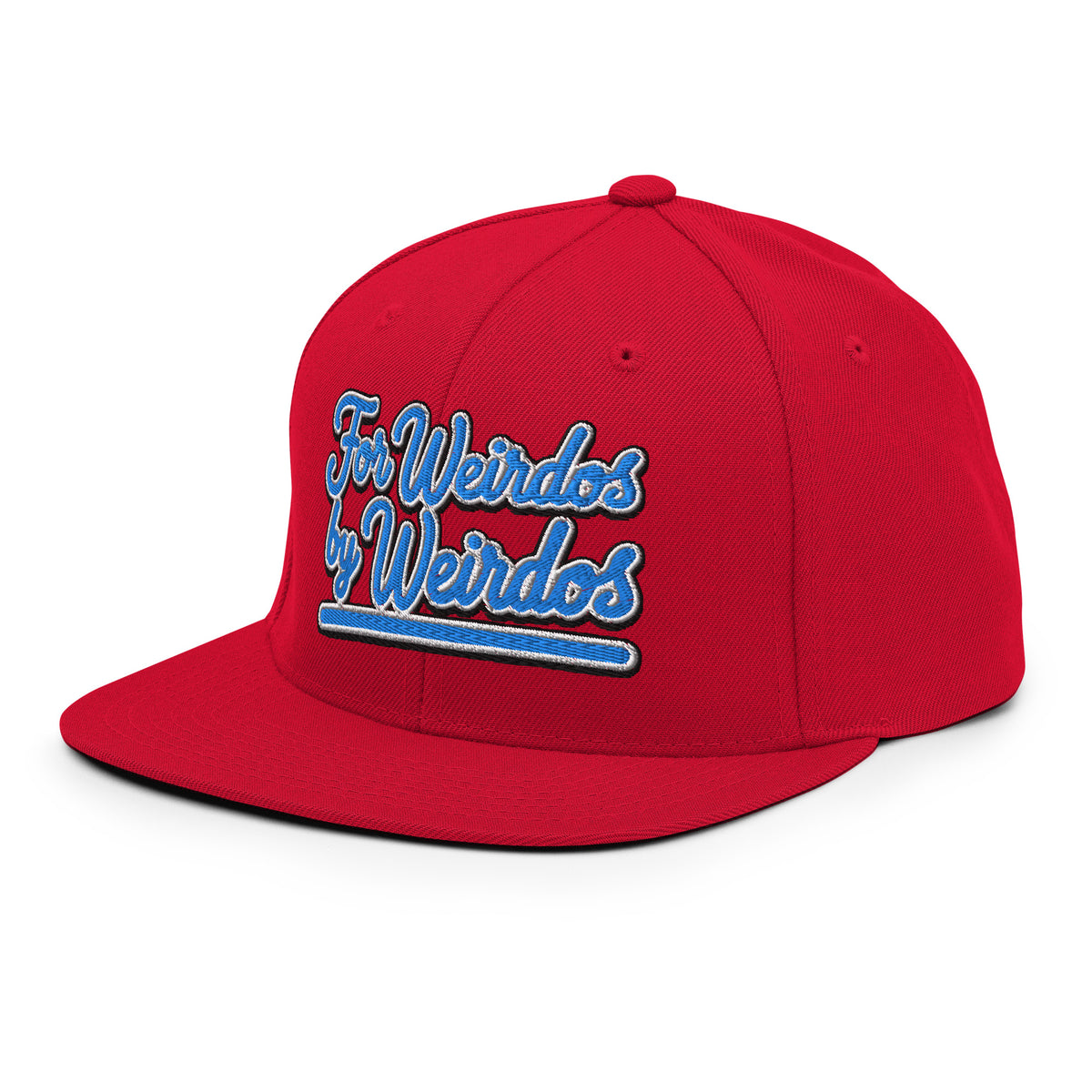 Red-For Weirdos by Weirdos Snapback Hat from B.Different Clothing, left front, graffiti-inspired streetwear