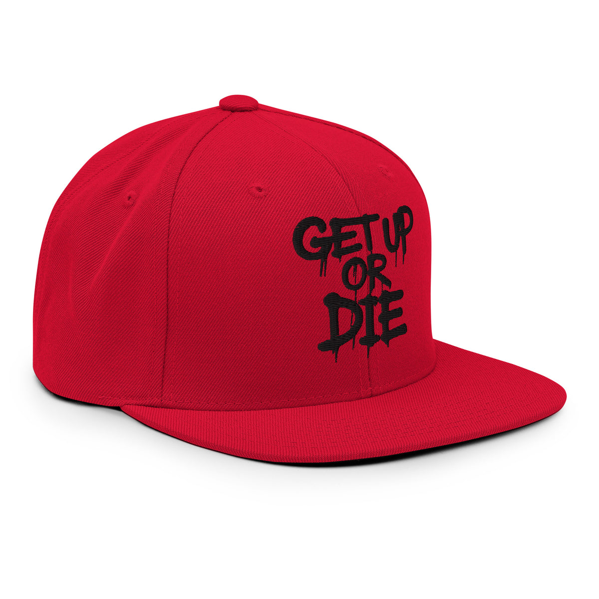 Red-Get Up or Die Graffiti Tag Snapback from B.Different Clothing, right front, graffiti-inspired streetwear