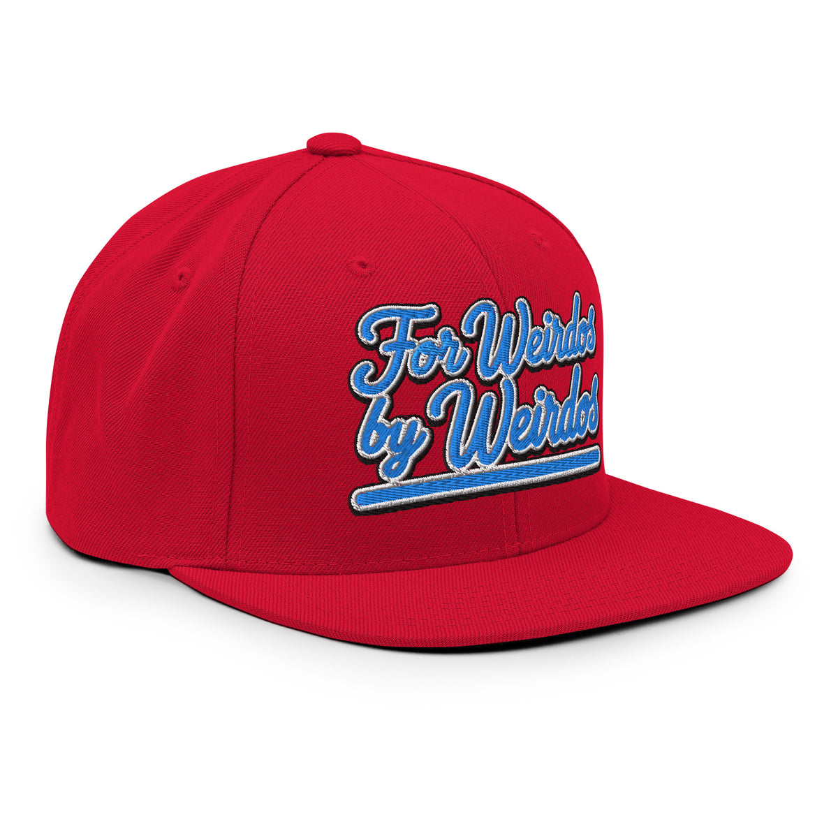 Red-For Weirdos by Weirdos Snapback Hat from B.Different Clothing, right front, graffiti-inspired streetwear