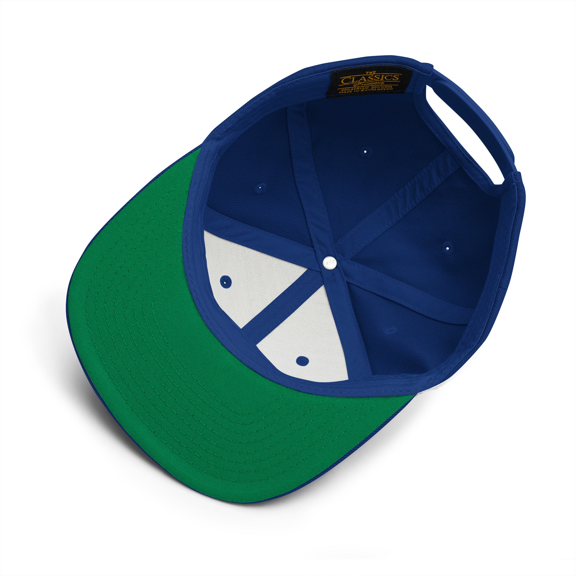 Blue-Loony Graffiti Tag Snapback Hat from B.Different Clothing, inside view, graffiti-inspired streetwear