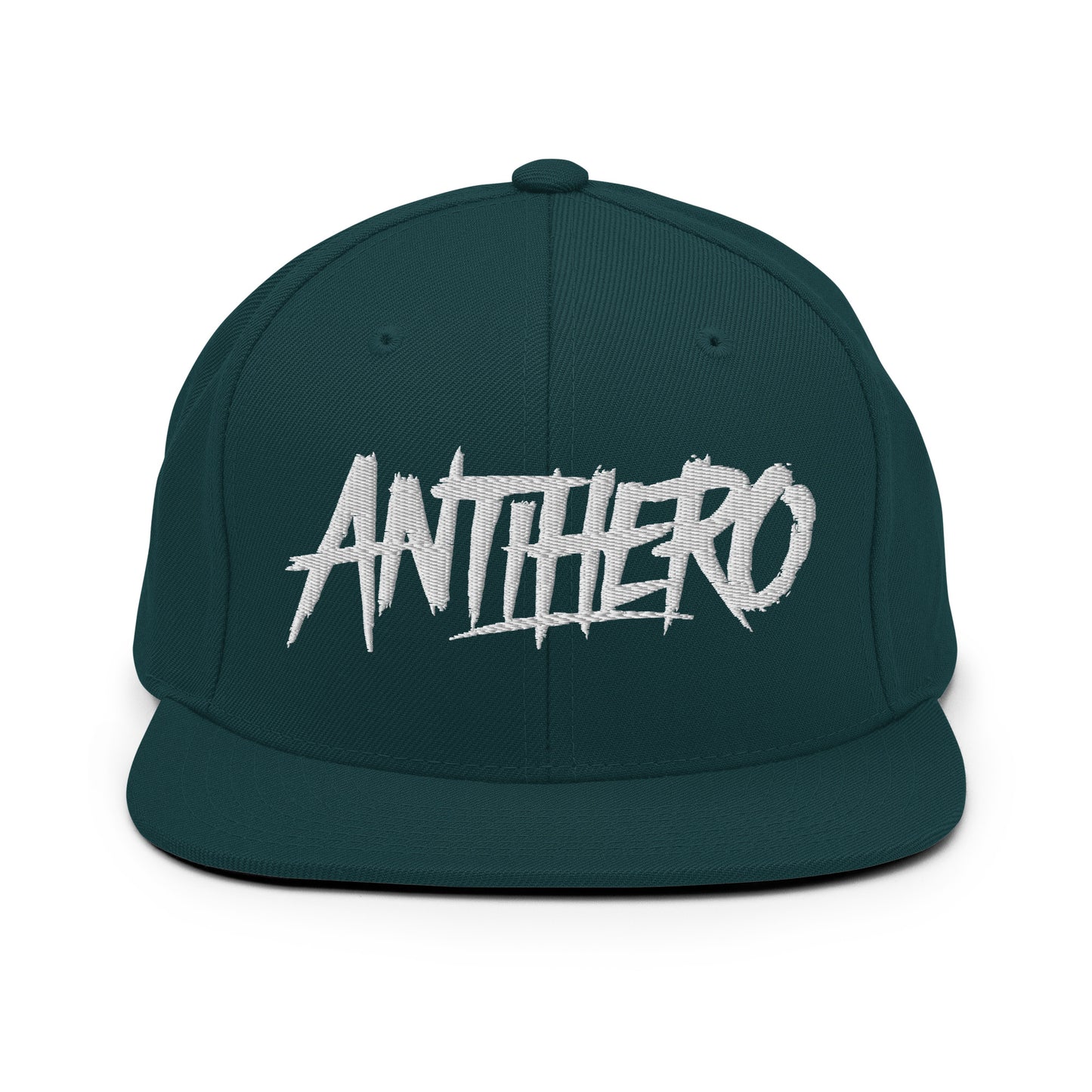 Green-Antihero Graffiti Tag Snapback Hat from B.Different Clothing, front view, graffiti-inspired streetwear