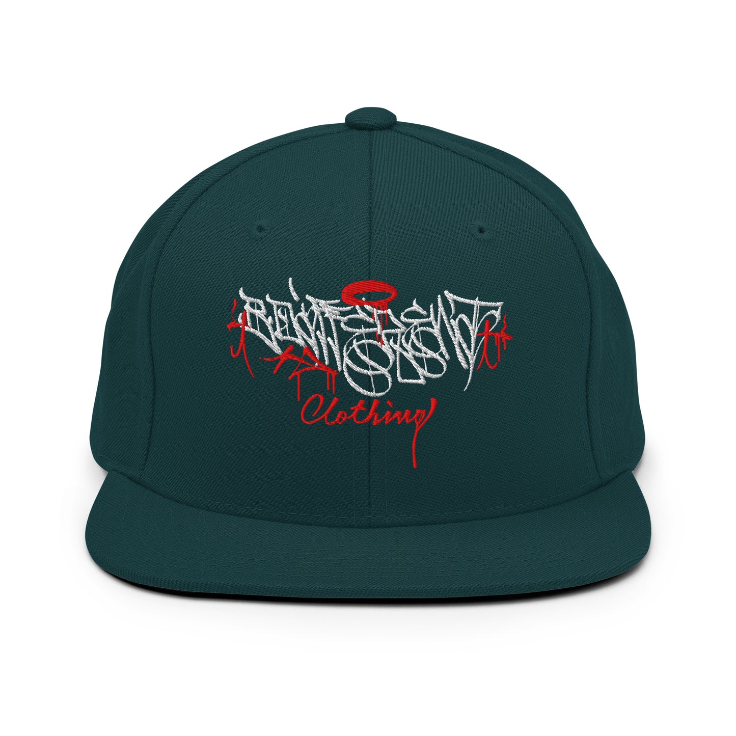 Green-Caos One Collab Graffiti Snapback Hat from B.Different Clothing, front view, graffiti-inspired streetwear
