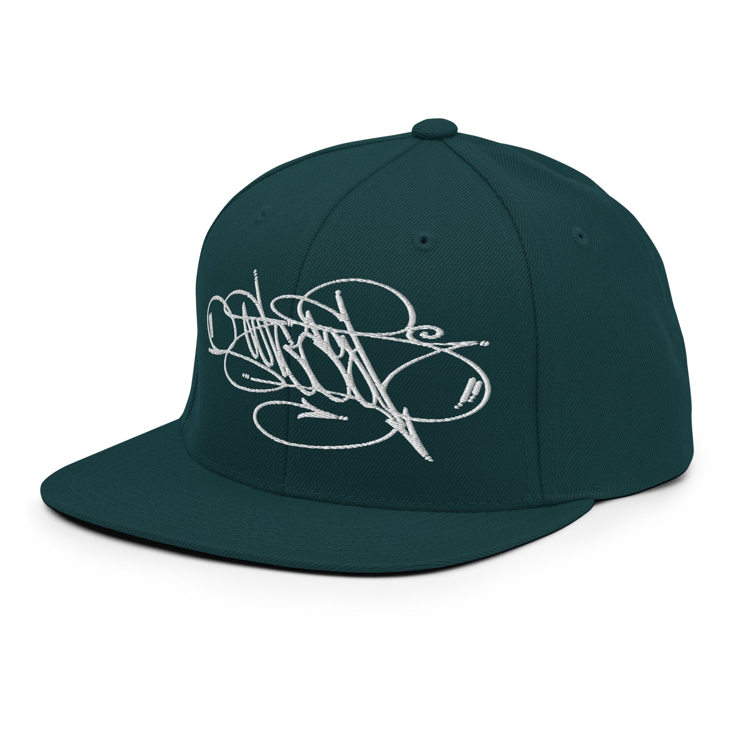 Green-Outcast Tag Snapback Hat by Graffiti Dad from B.Different Clothing, 3/4 left view, graffiti-inspired streetwear