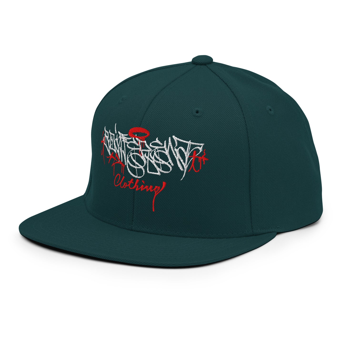 Green-Caos One Collab Graffiti Snapback Hat from B.Different Clothing, 3/4 left view, graffiti-inspired streetwear