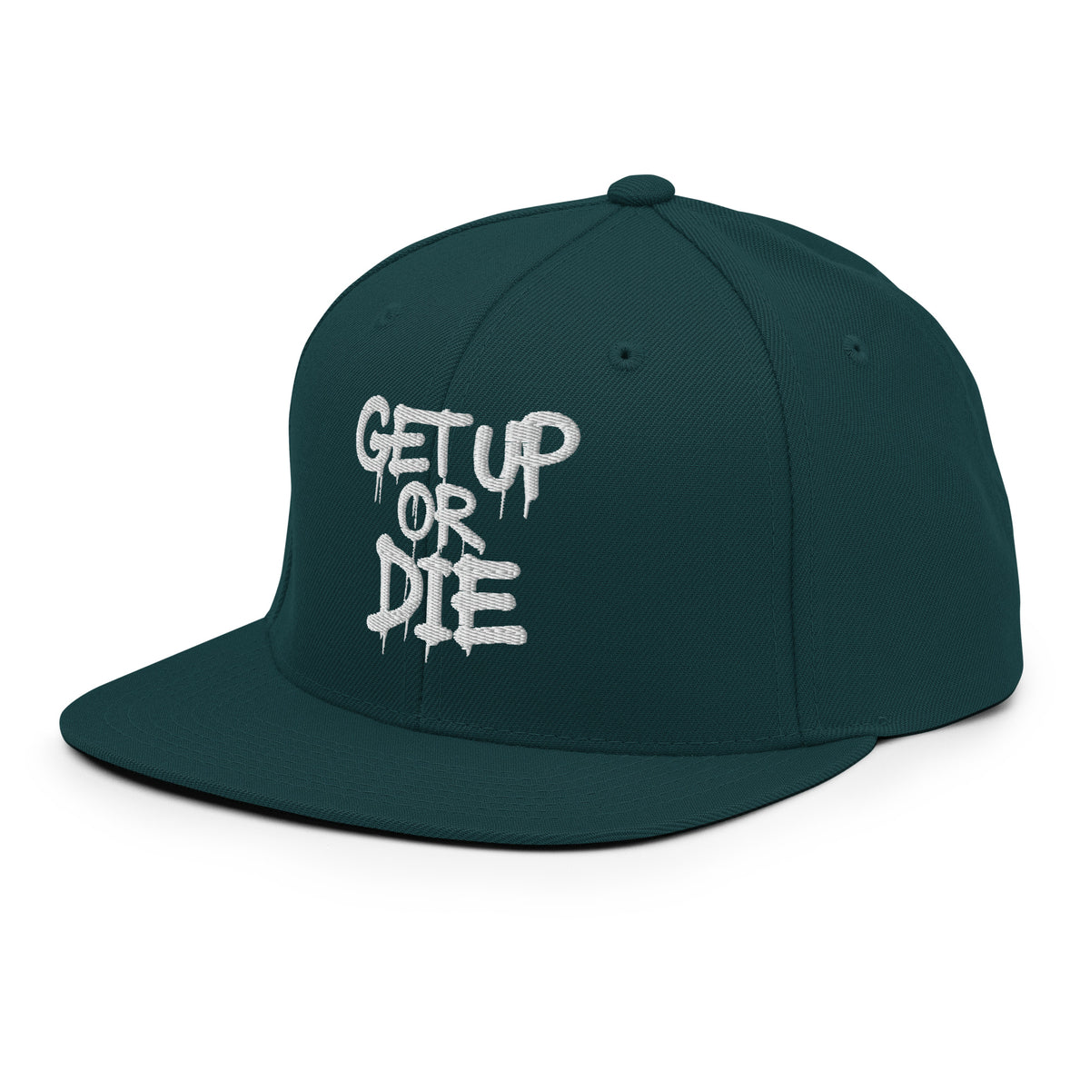 Green-Get Up or Die Graffiti Tag Snapback from B.Different Clothing, left front, graffiti-inspired streetwear