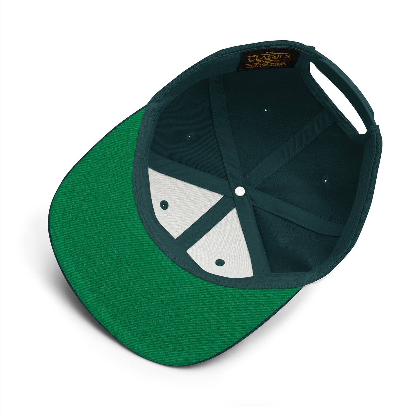 Green-ACAB Graffiti Tag Snapback Hat from B.Different Clothing, inside view, graffiti-inspired streetwear