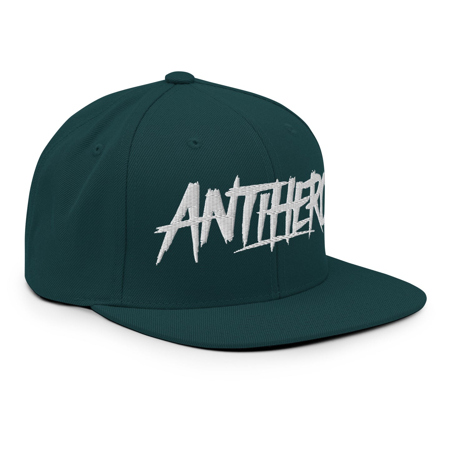 Green-Antihero Graffiti Tag Snapback Hat from B.Different Clothing, 3/4 right view, graffiti-inspired streetwear
