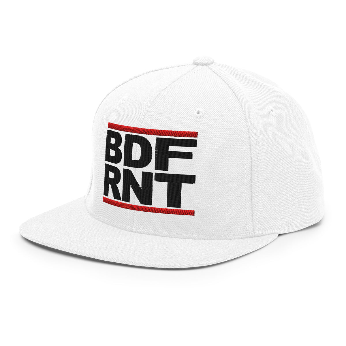 White-BDFRNT OG Snapback Hat from B.Different Clothing, left front, graffiti-inspired streetwear
