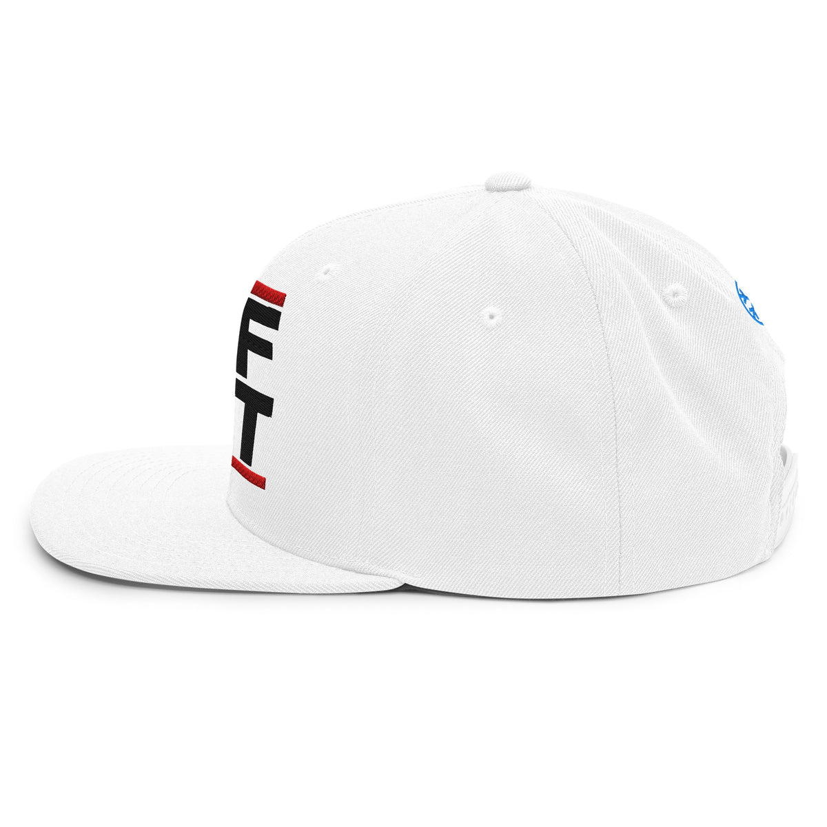 White-BDFRNT OG Snapback Hat from B.Different Clothing, left side, graffiti-inspired streetwear
