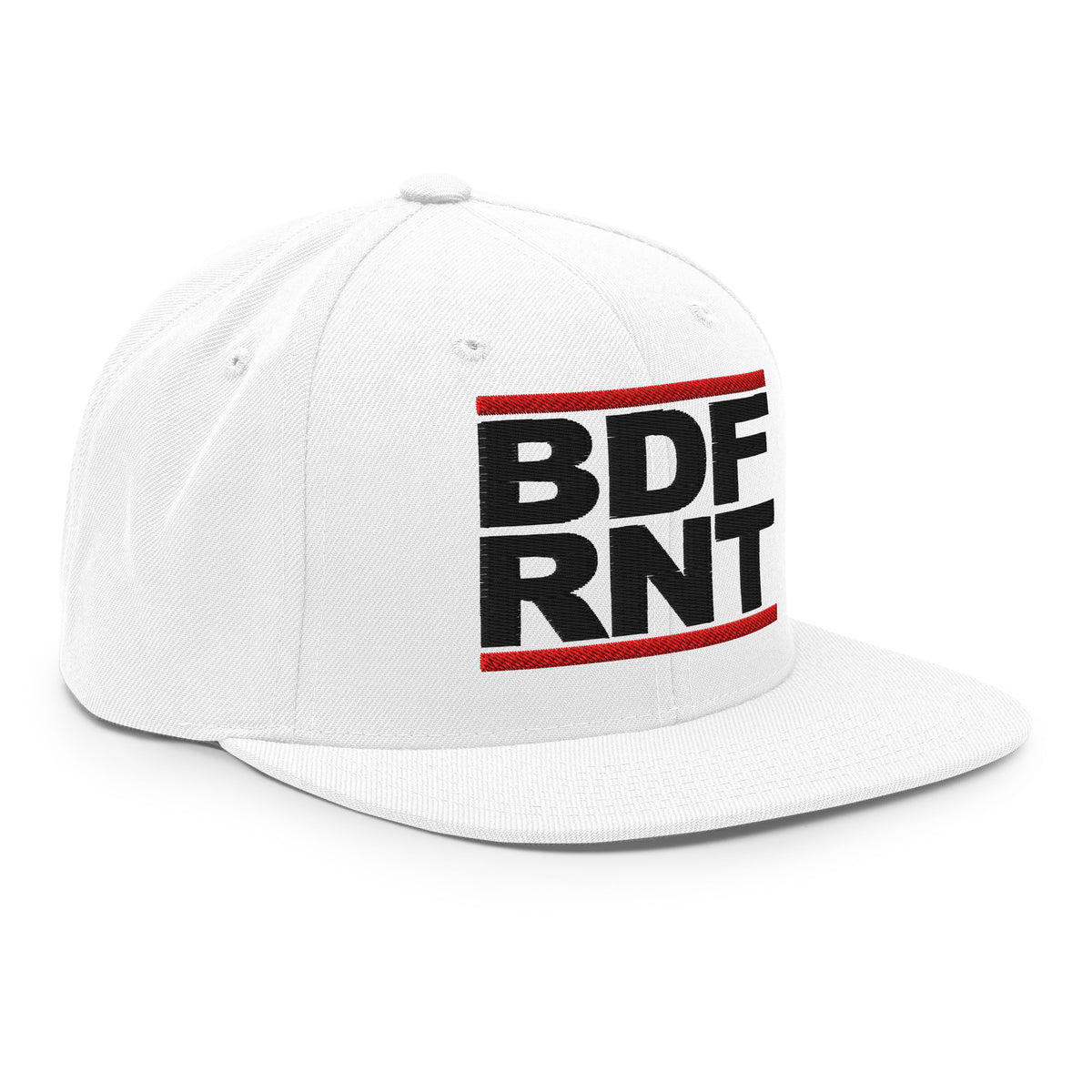 White-BDFRNT OG Snapback Hat from B.Different Clothing, right front, graffiti-inspired streetwear