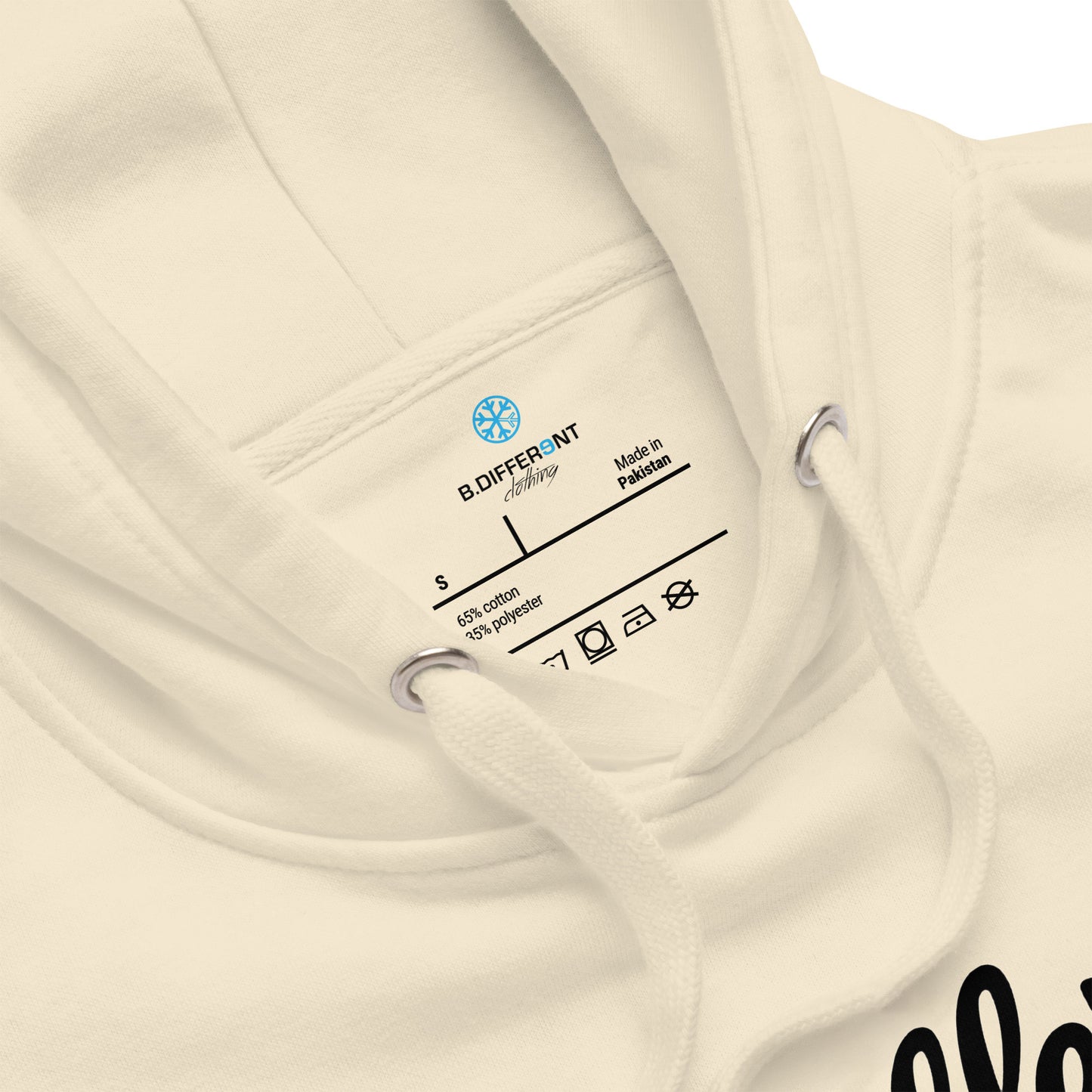 Beige-The League Hoodie from B.Different Clothing, collar, graffiti-inspired streetwear