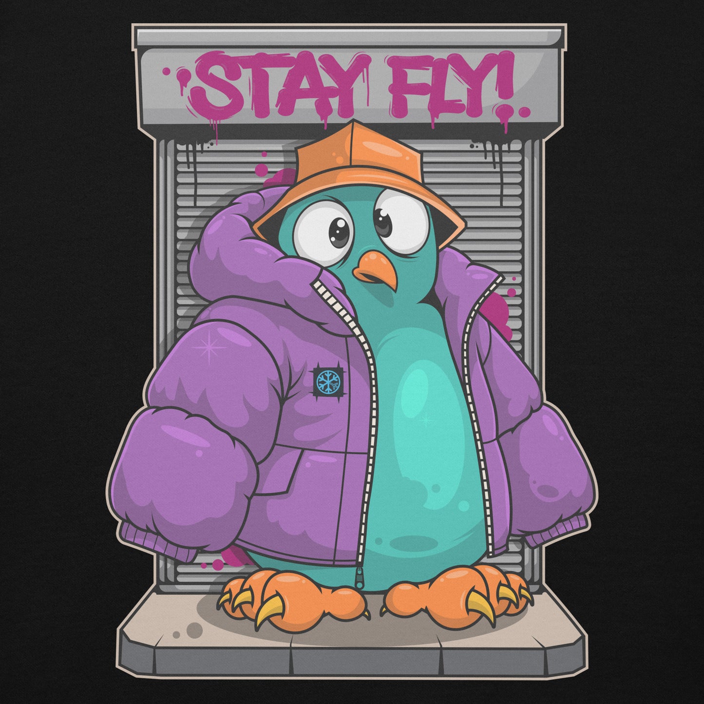 Black-Stay Fly Graffiti Character Hoodie from B.Different Clothing, graphic, graffiti-inspired streetwear