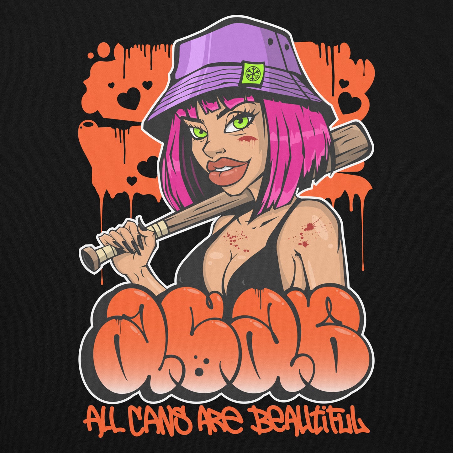 Black-ACAB Girl Graffiti Hoodie from B.Different Clothing, graphic, graffiti-inspired streetwear