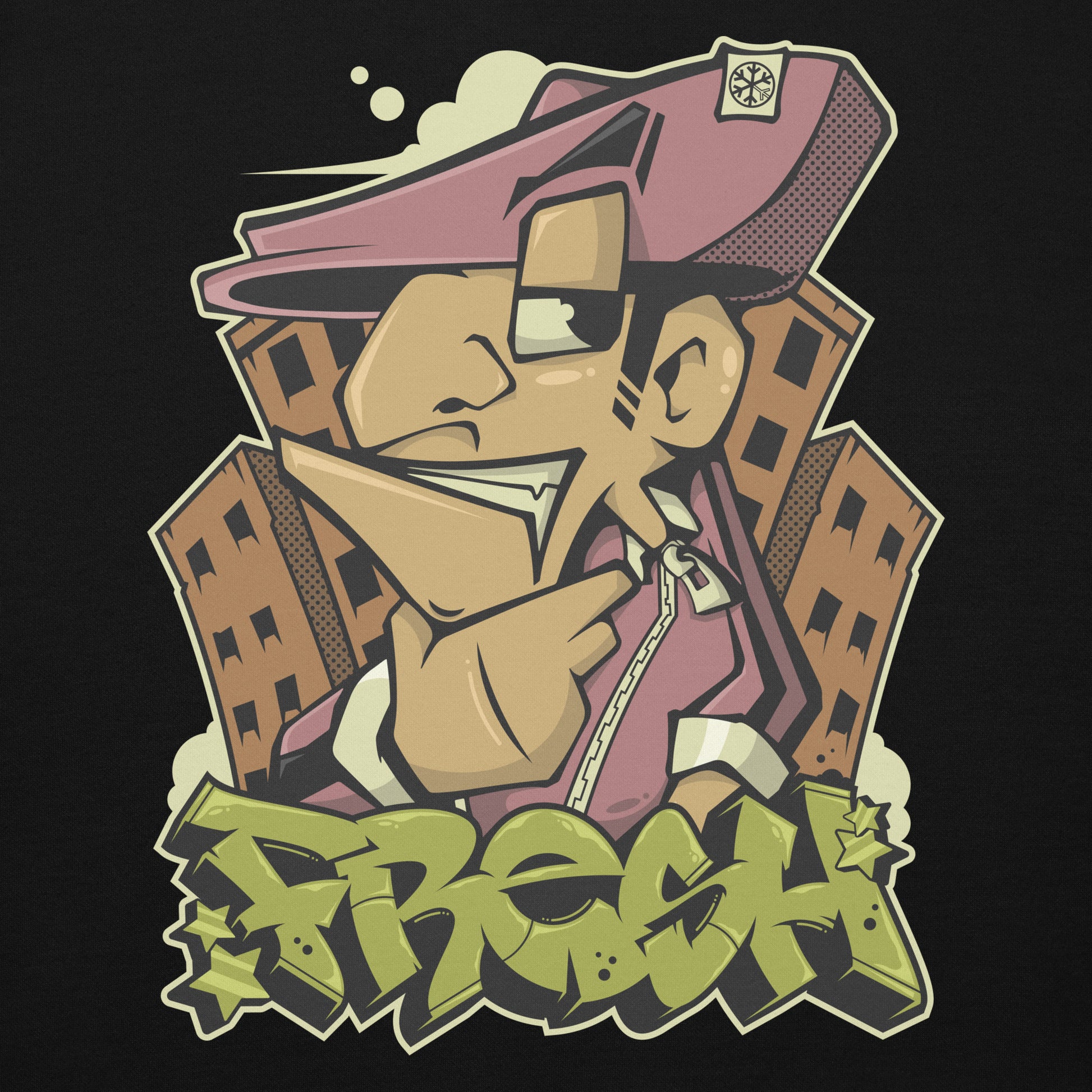 Black-Fresh Graffiti Character Hoodie from B.Different Clothing, graphic, graffiti-inspired streetwear