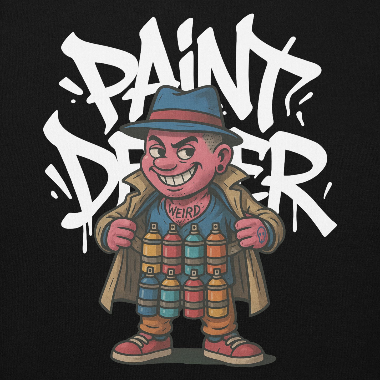 Black-Paint Dealer Graffiti Character Hoodie from B.Different Clothing, graphic, graffiti-inspired streetwear