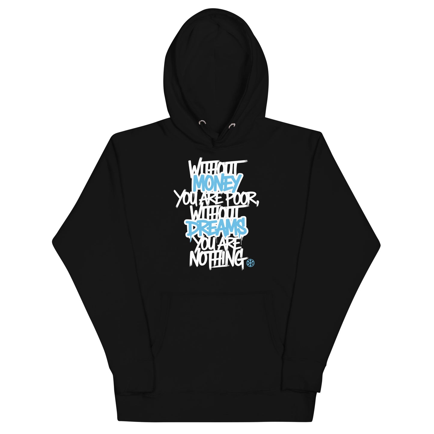 Black-Without Dreams You Are Nothing Graffiti Hoodie from B.Different Clothing, front view, graffiti-inspired streetwear