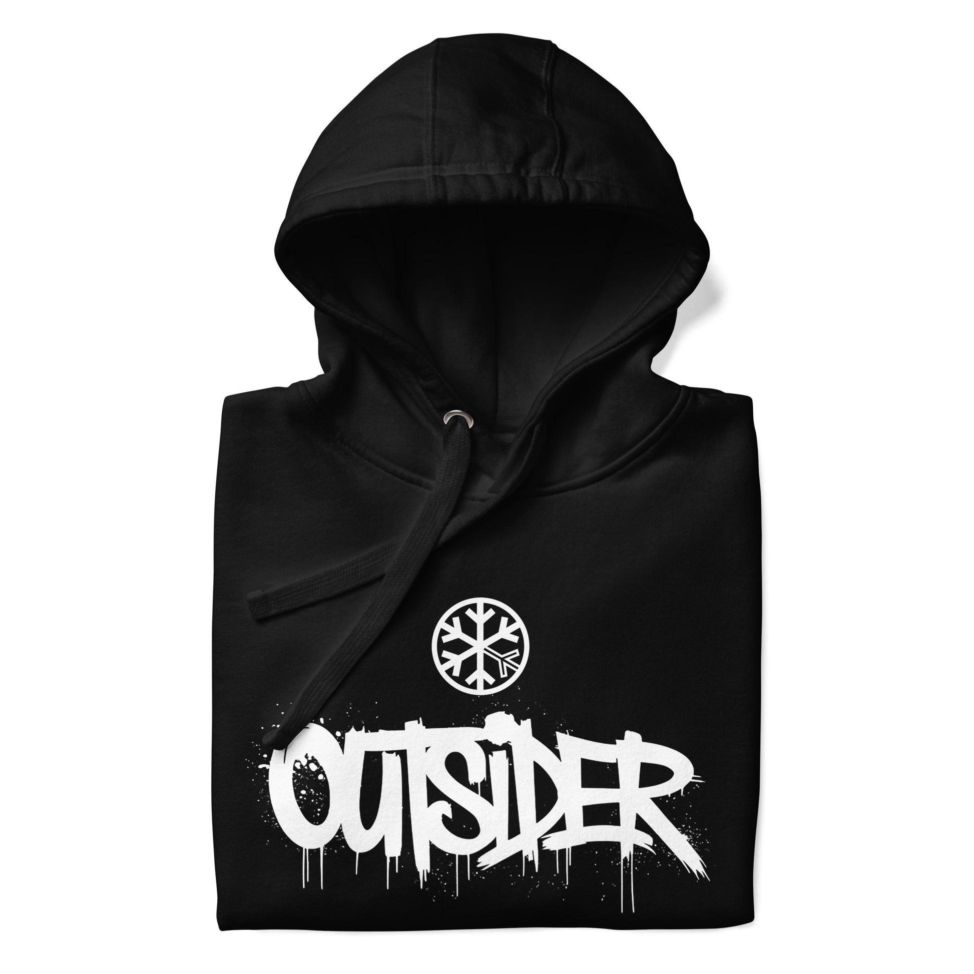 Black-Outsider Graffiti Tag Sweatshirt from B.Different Clothing, folded, graffiti-inspired streetwear