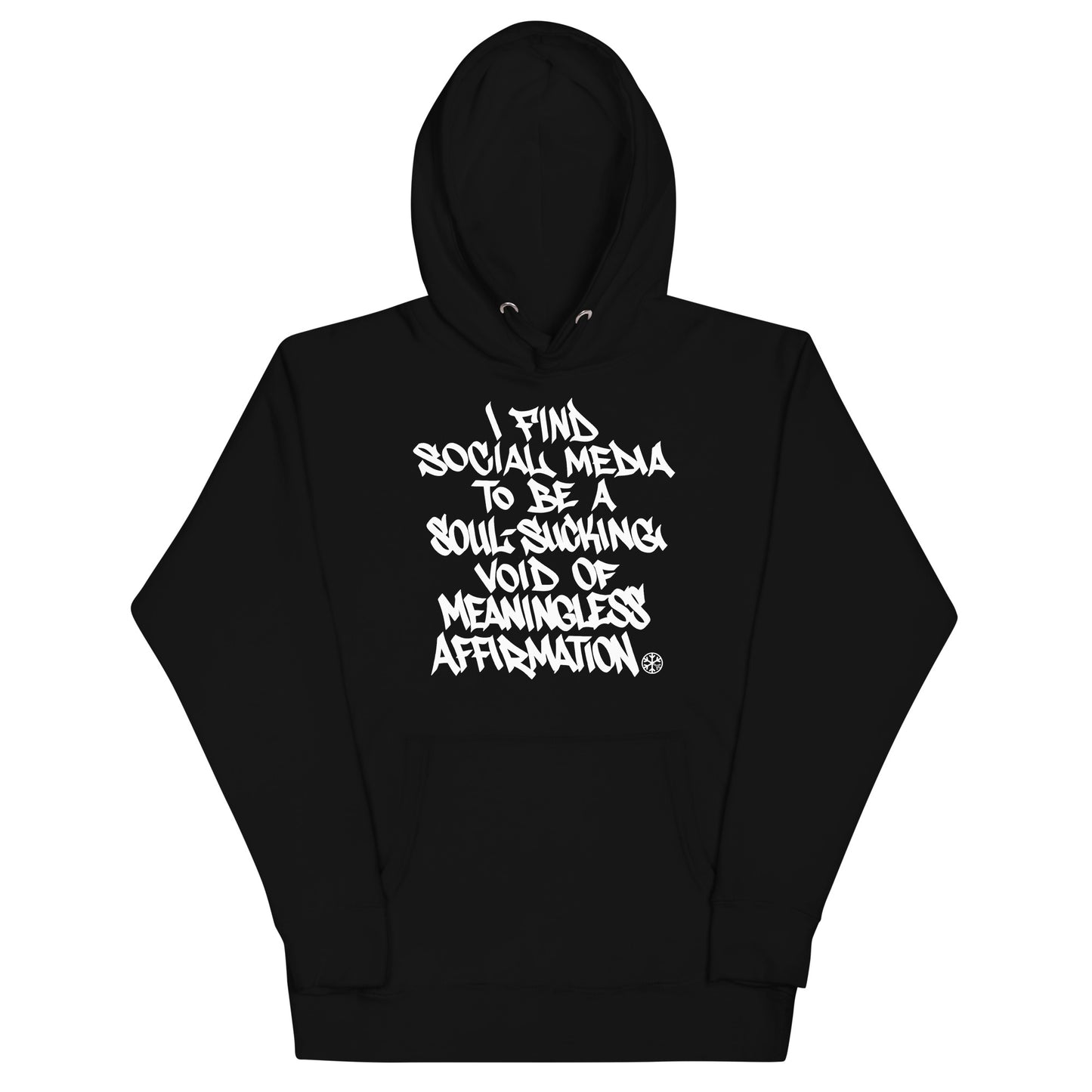 Black-Social Media Graffiti Tag Hoodie from B.Different Clothing, front view, graffiti-inspired streetwear