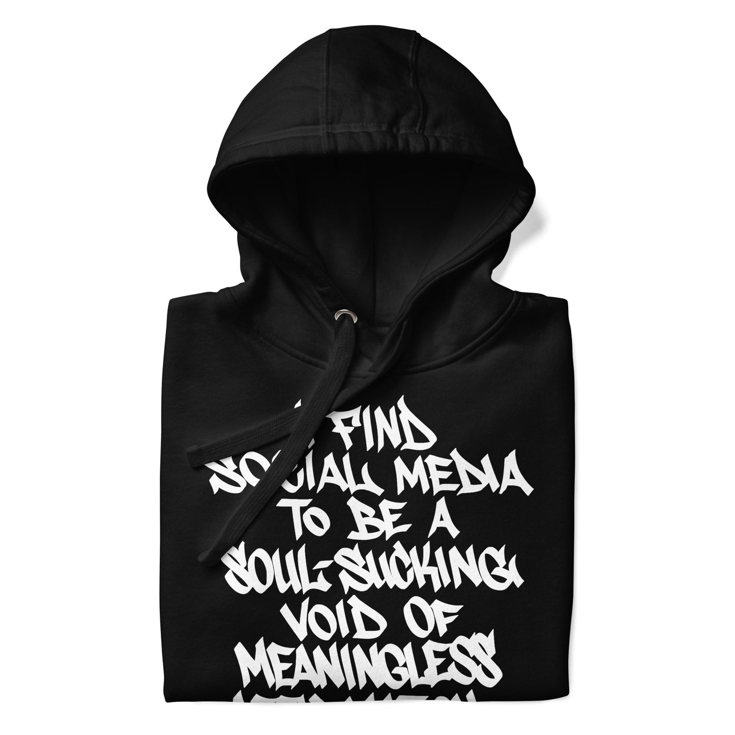 Black-Social Media Graffiti Tag Hoodie from B.Different Clothing, folded, graffiti-inspired streetwear