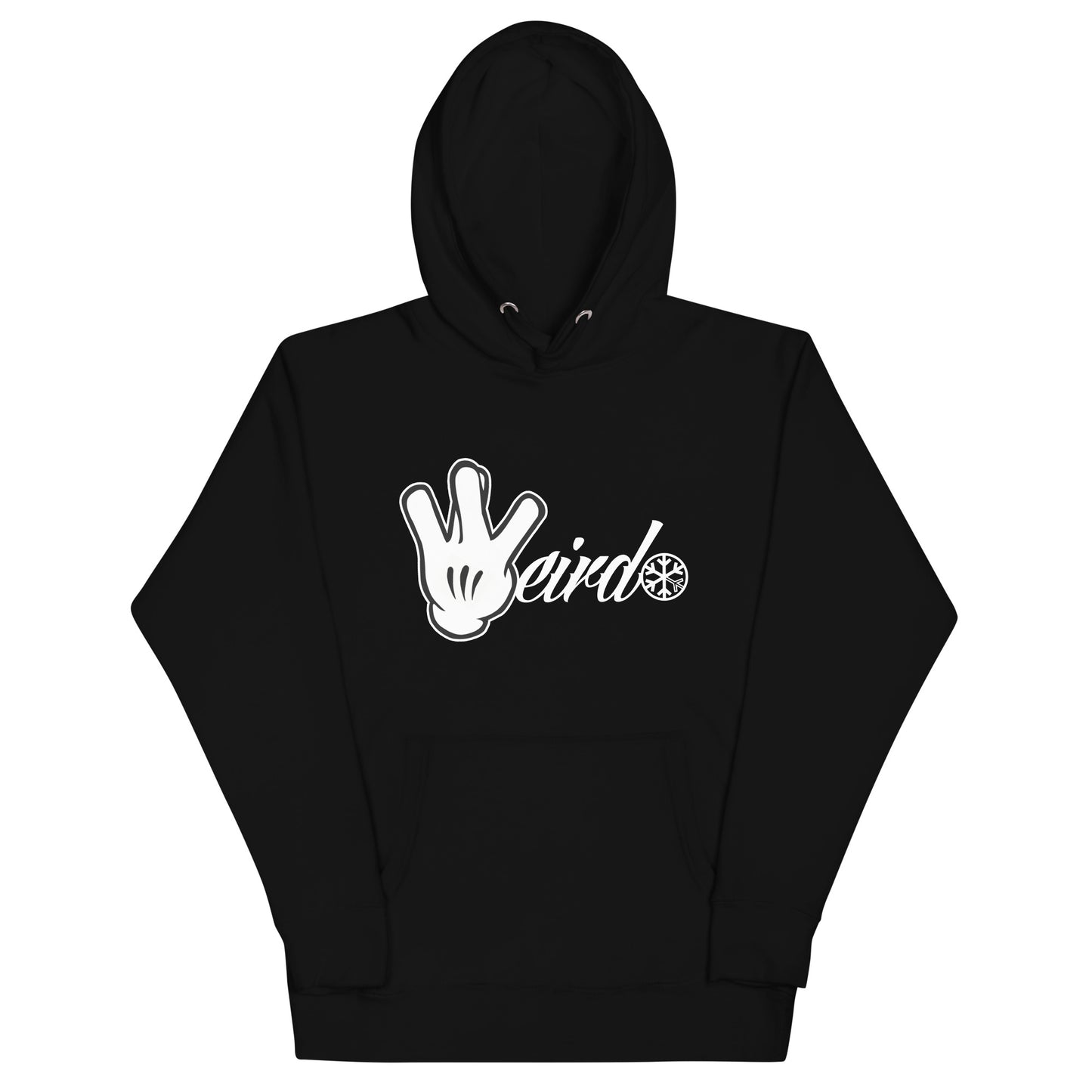 Black-Weirdo Hand Sign Hoodie from B.Different Clothing, front view, graffiti-inspired streetwear