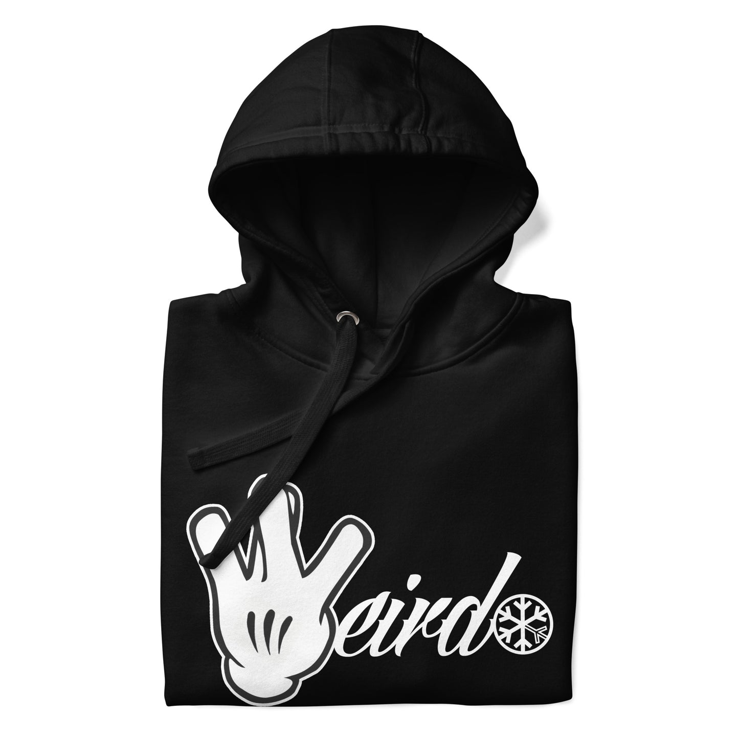 Black-Weirdo Hand Sign Hoodie from B.Different Clothing, folded, graffiti-inspired streetwear