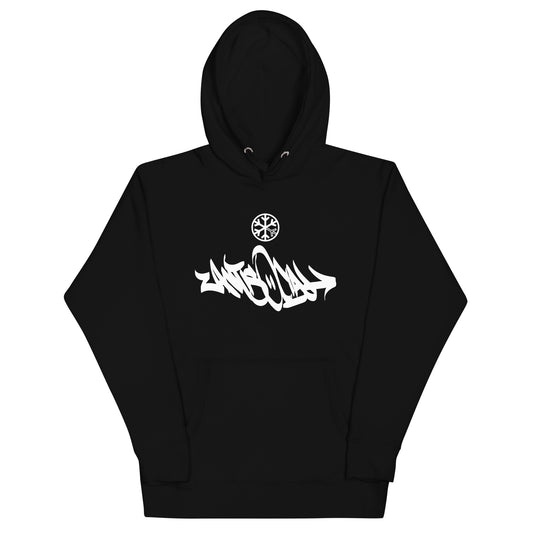Black-Antisocial Graffiti Tag Hoodie from B.Different Clothing, front view, graffiti-inspired streetwear