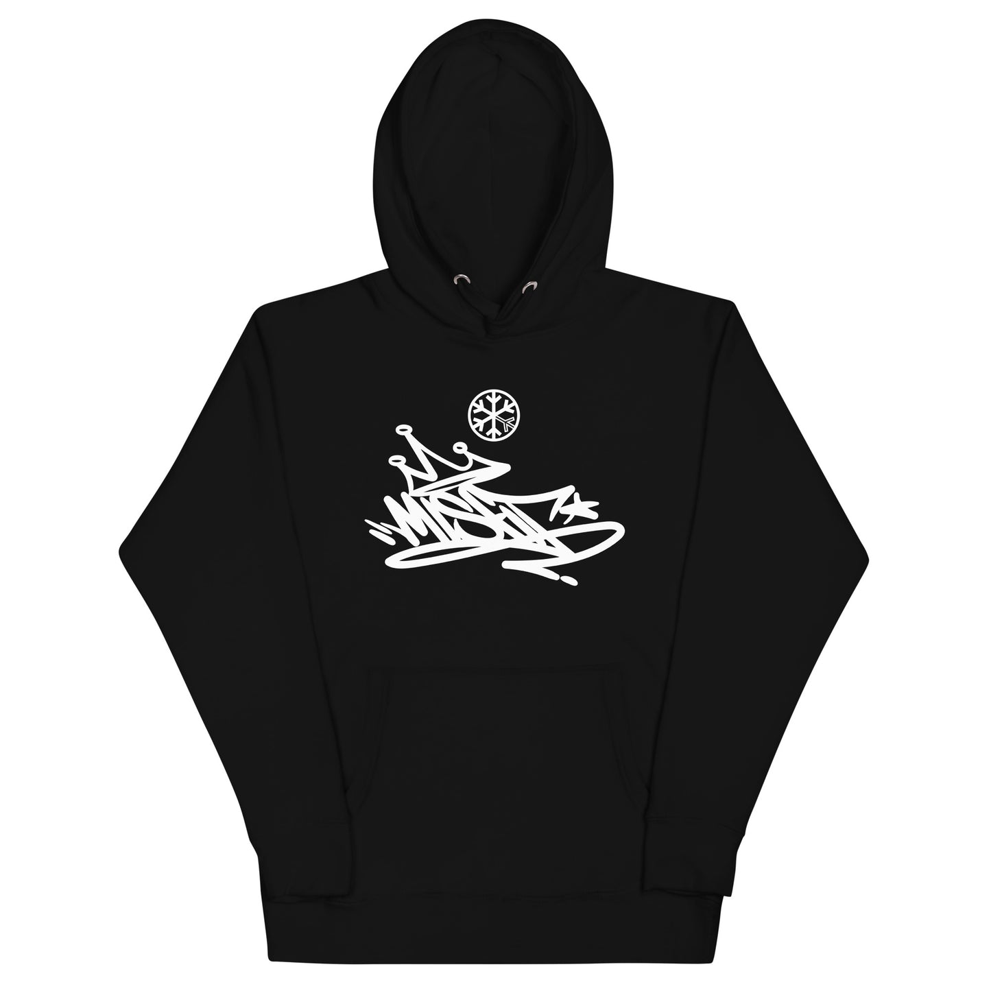Black-Misfit Graffiti Tag Hoodie from B.Different Clothing, front view, graffiti-inspired streetwear