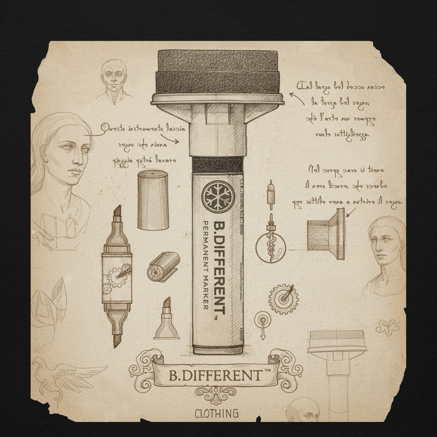 Black-Marker Sketch Graffiti Hoodie from B.Different Clothing, graphic, graffiti-inspired streetwear