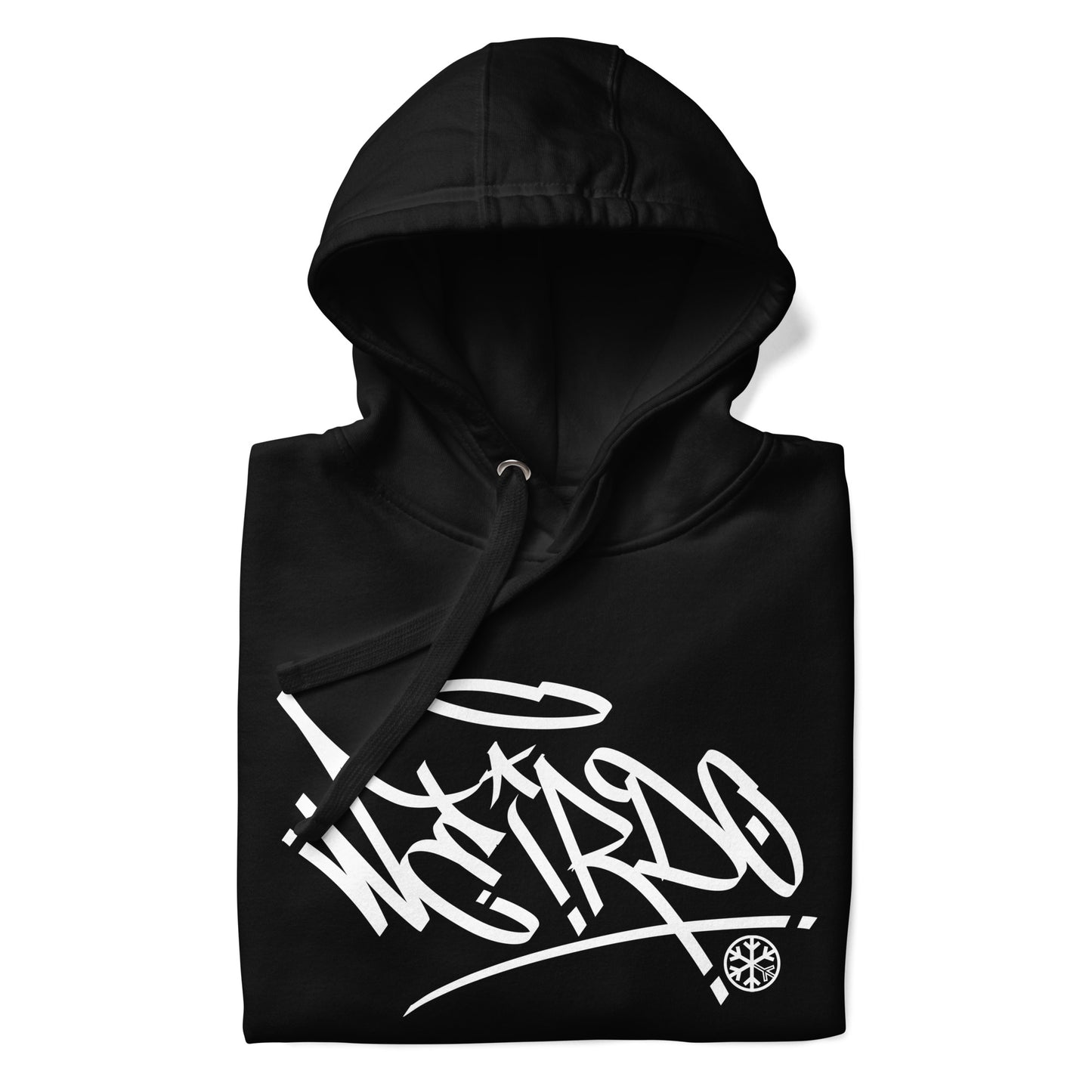 Black-Weirdo Tag Graffiti Hoodie from B.Different Clothing, folded, graffiti-inspired streetwear