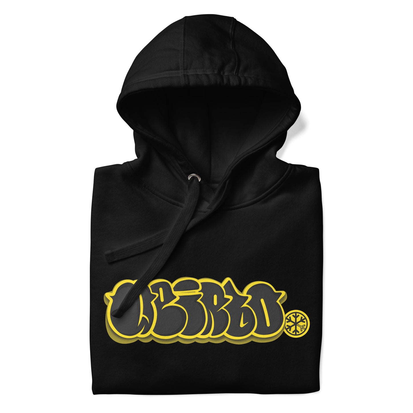 Black-Weirdo Graffiti Throwie Hoodie from B.Different Clothing, folded, graffiti-inspired streetwear