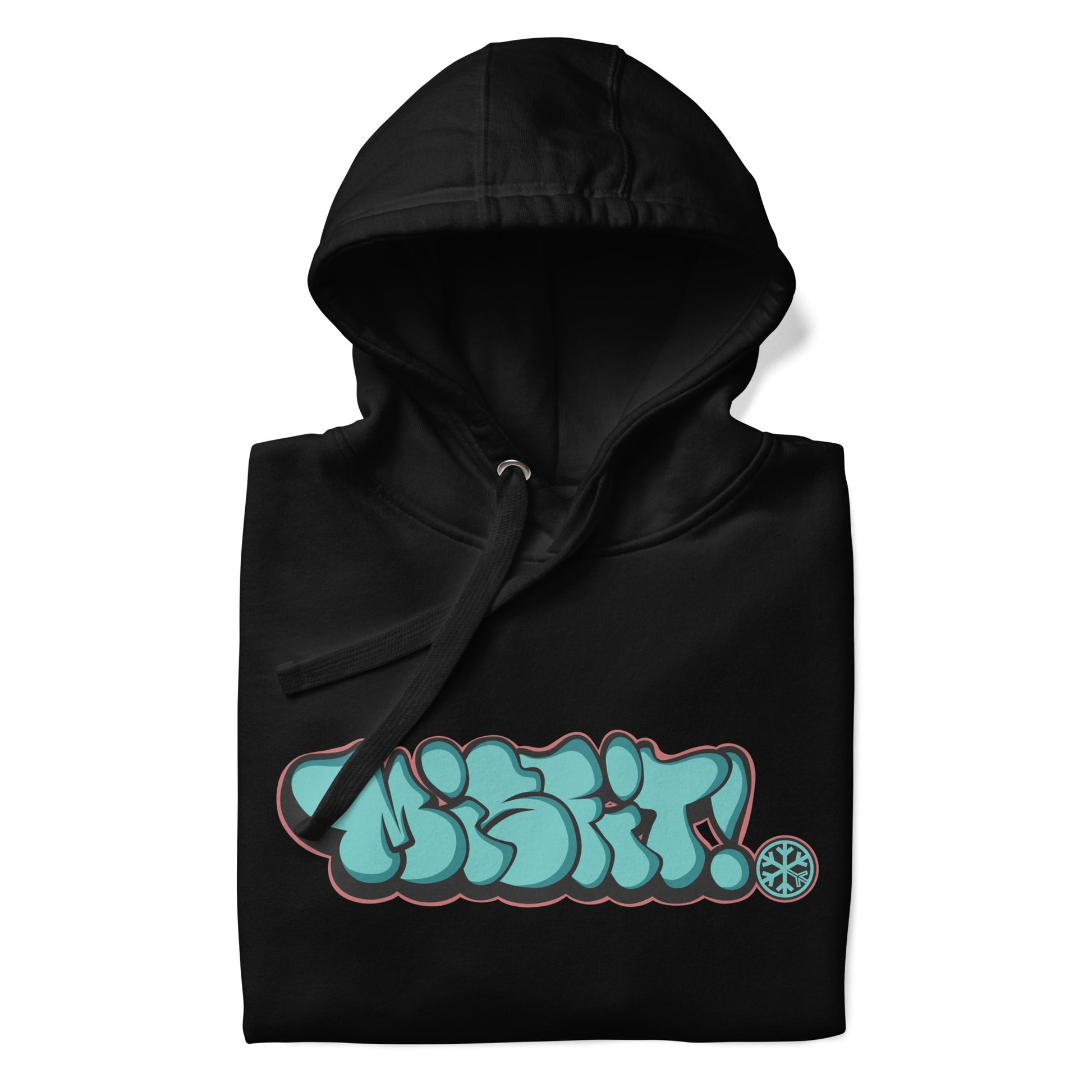 Black-Misfit Graffiti Throwie Hoodie from B.Different Clothing, folded, graffiti-inspired streetwear 