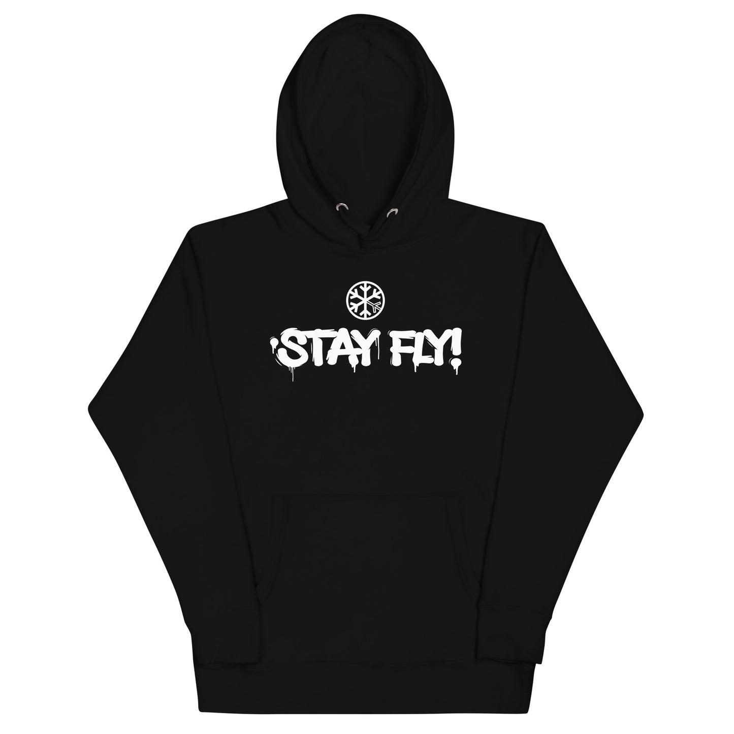 Black-Stay Fly Graffiti Tag Hoodie from B.Different Clothing, front view, graffiti-inspired streetwear