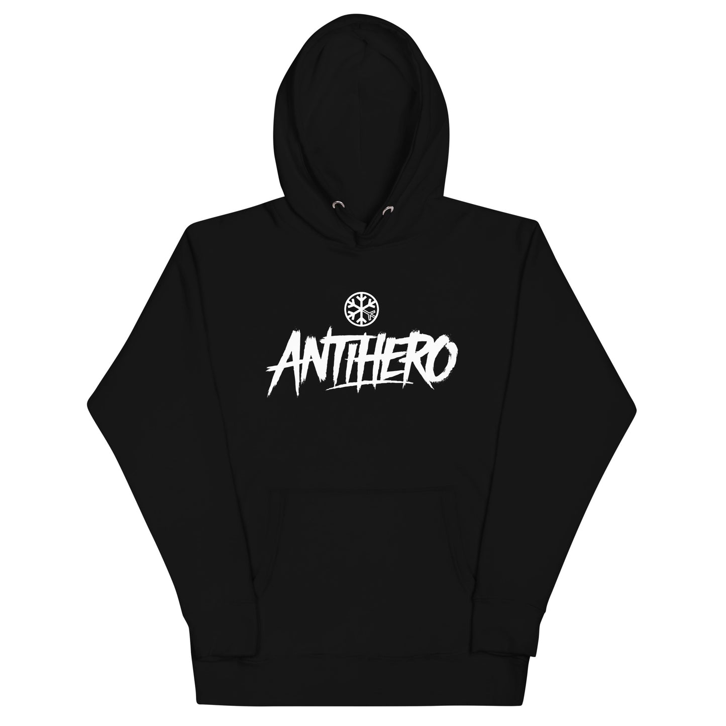 Black-Antihero Graffiti Tag Hoodie from B.Different Clothing, front view, graffiti-inspired streetwear