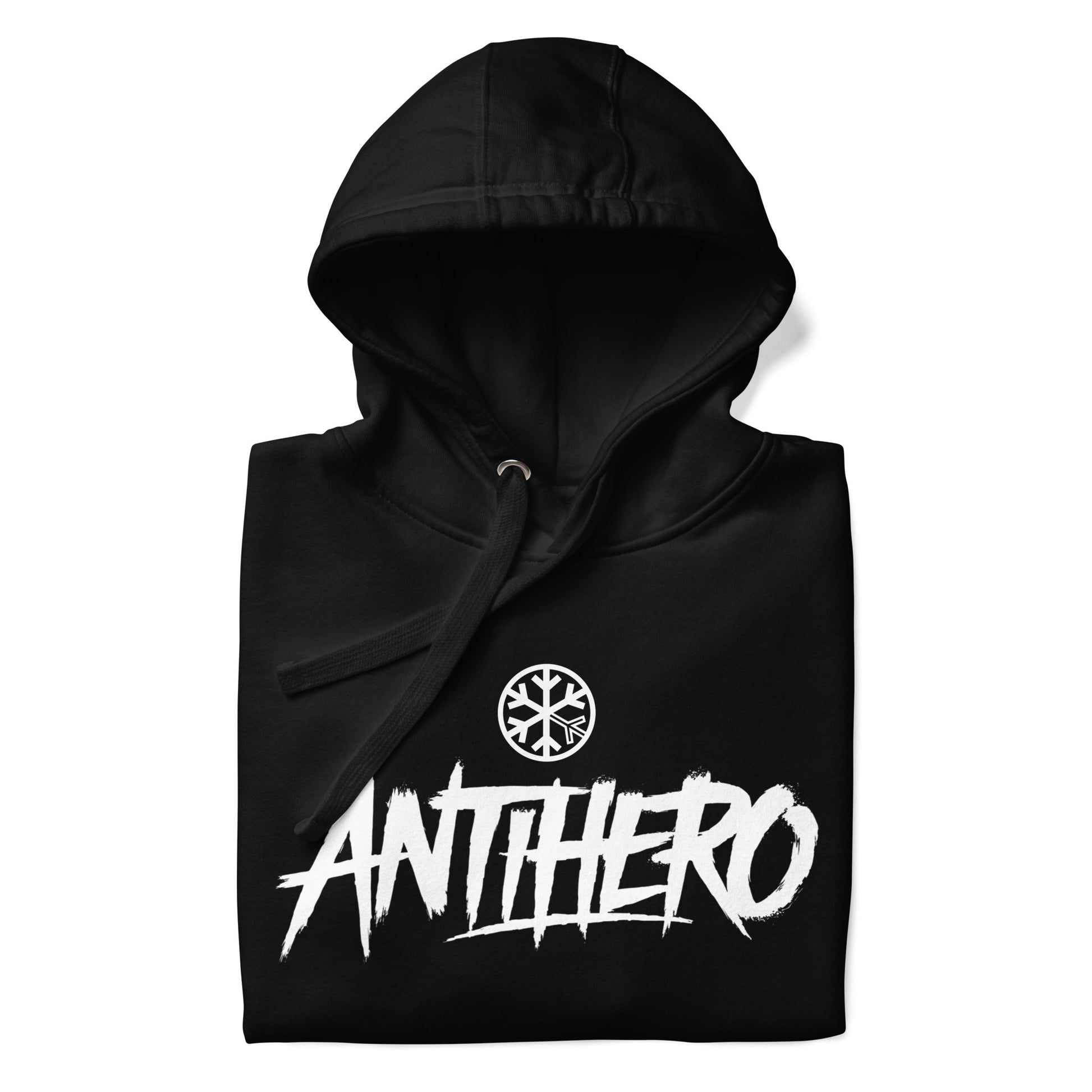 Black-Antihero Graffiti Tag Hoodie from B.Different Clothing, folded, graffiti-inspired streetwear
